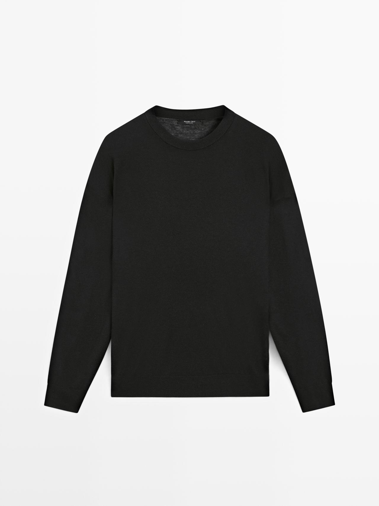 Massimo Dutti - Dame - Oversize Trøje I Uldblanding - Sort - M