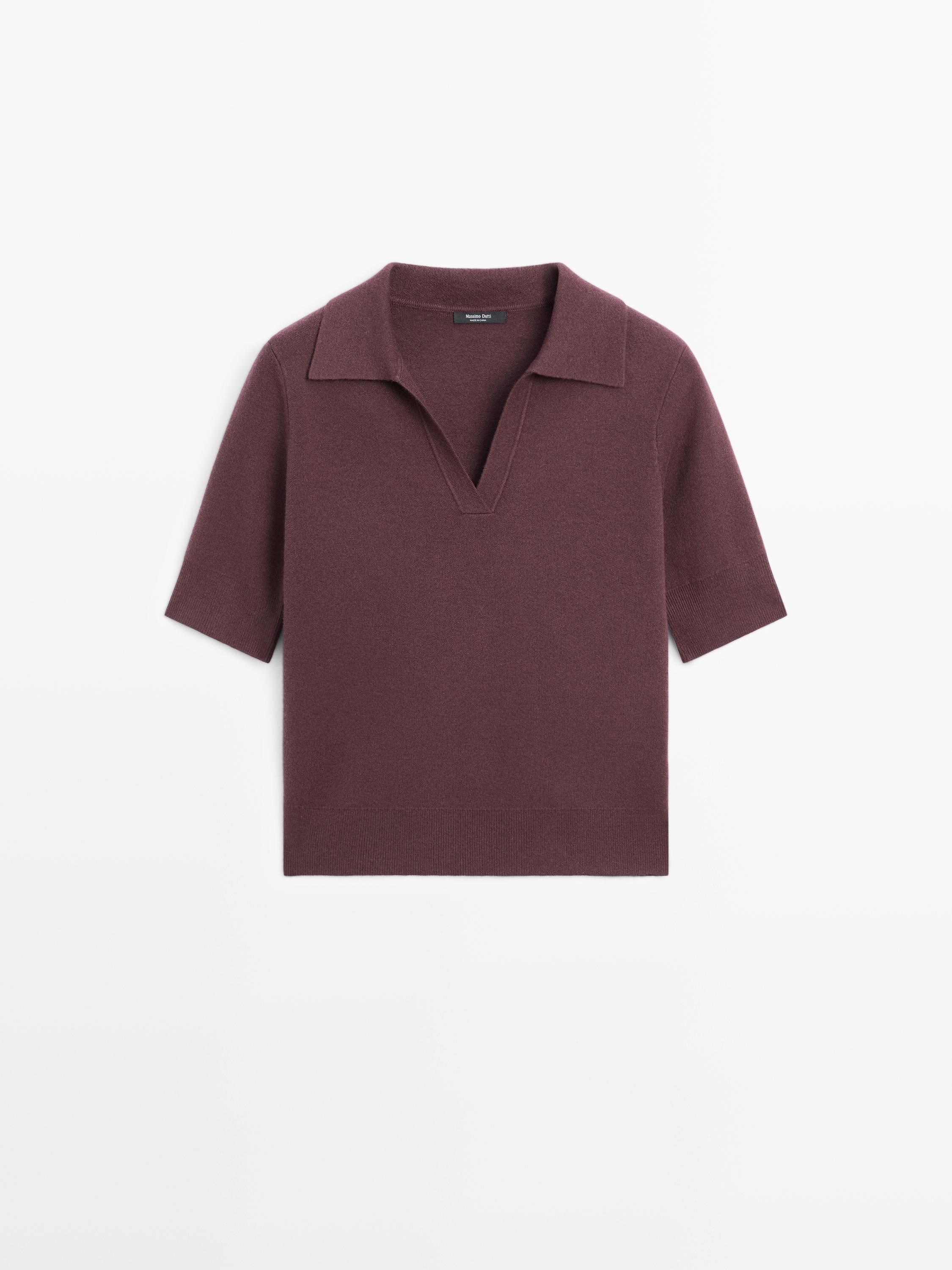 Pull polo col V à manches courtes