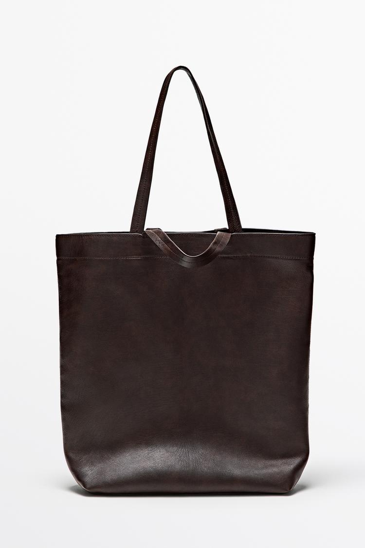 Nappa leather tote bag — BROWN