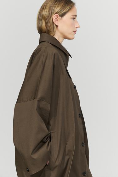 Cotton Blend Trench Coat with Side Splits — MOLE BROWN 8
