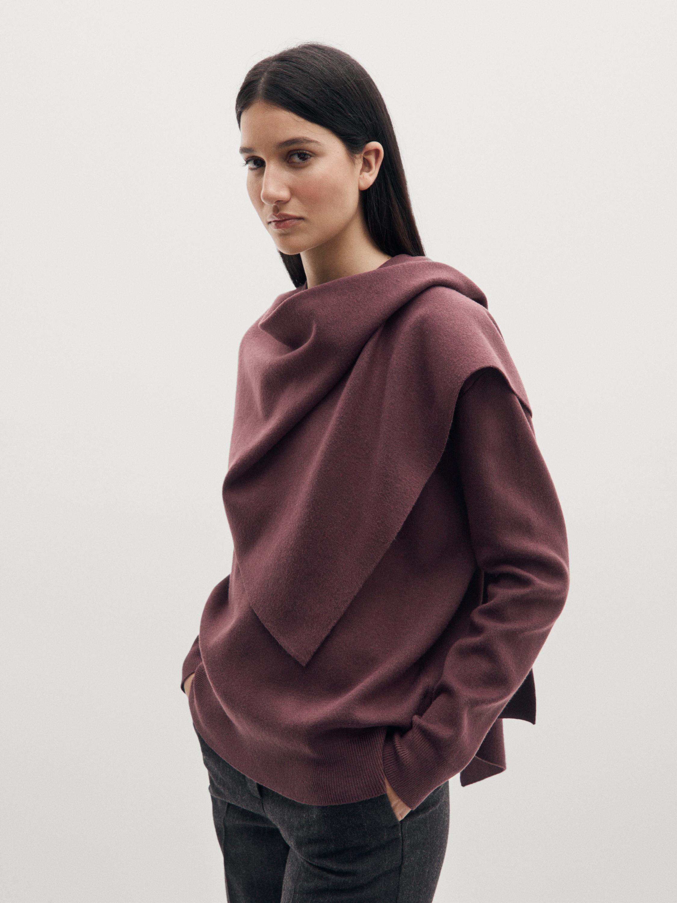 سويتر محاك مفصل بوشاح