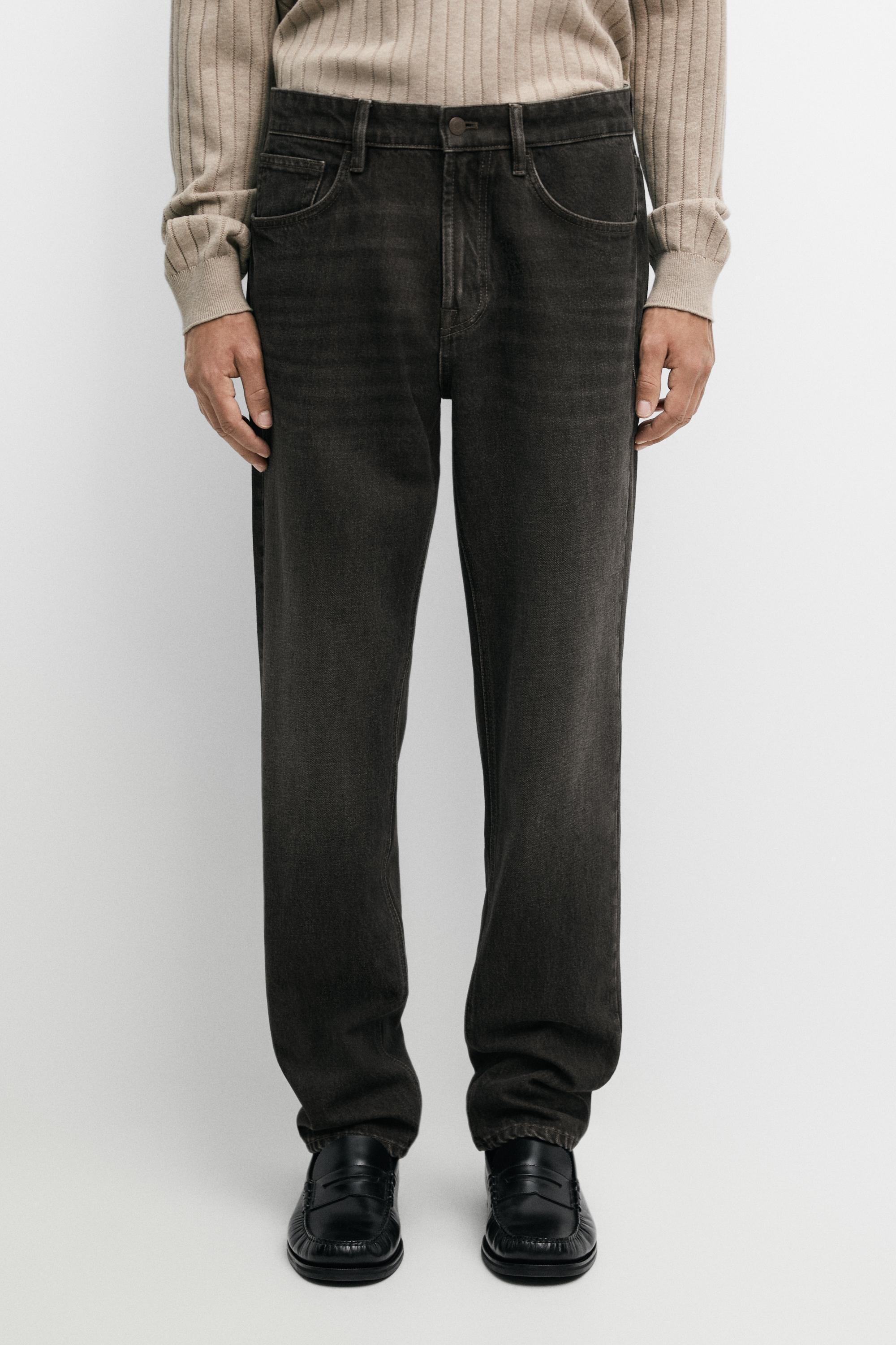 Stonewashed tapered-fit jeans