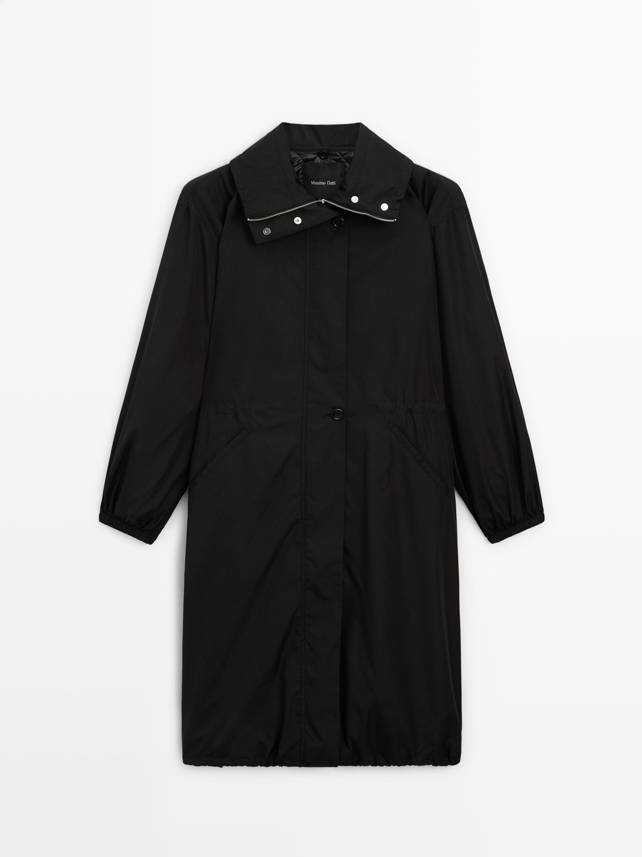 Water-repellent parka with detachable inner gilet — BLACK