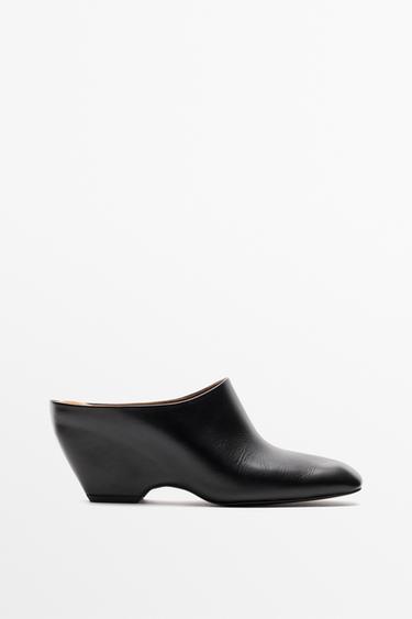 Leather wedge mule — BLACK 1