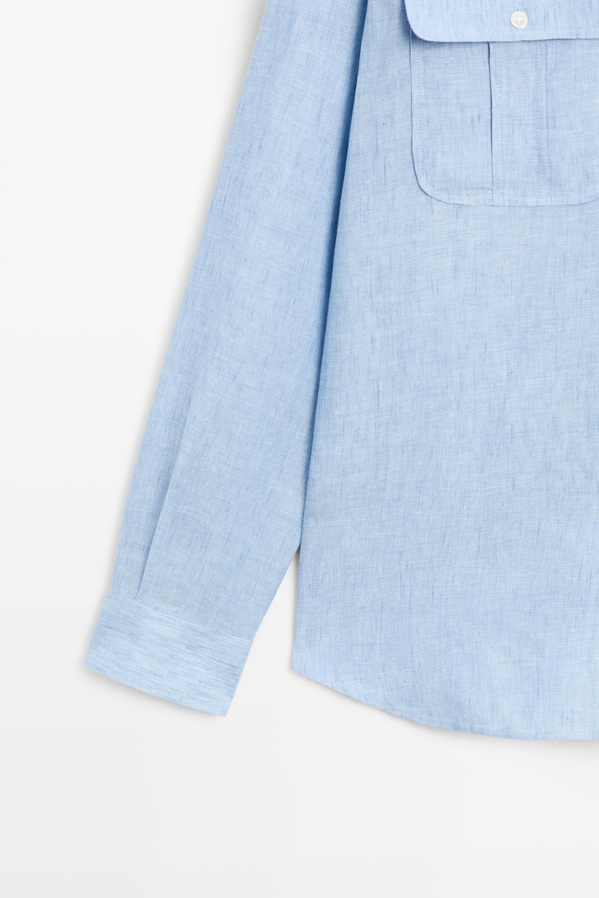 100% Linen Regular Fit Shirt — BLUE