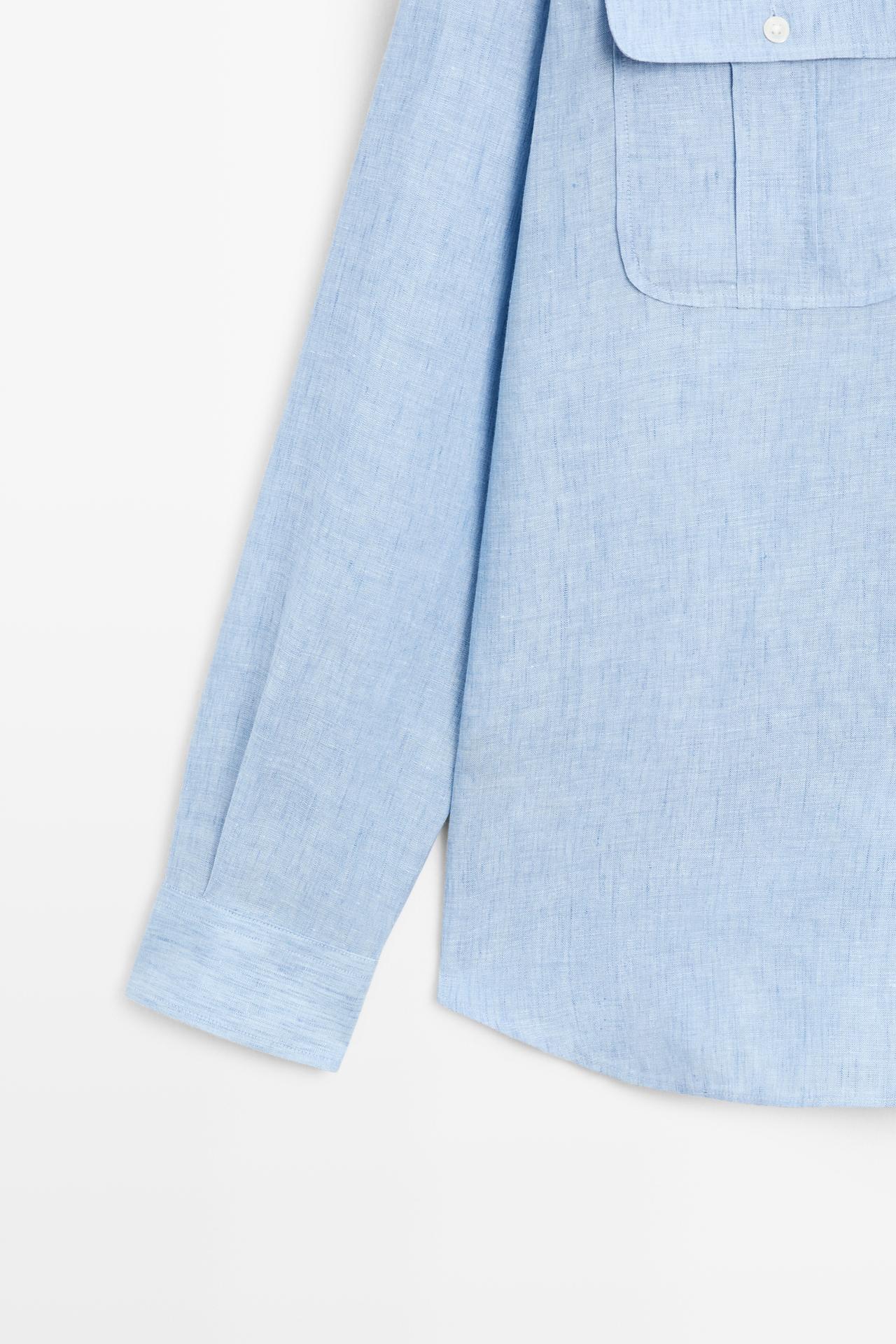 100% Linen Regular Fit Shirt — BLUE