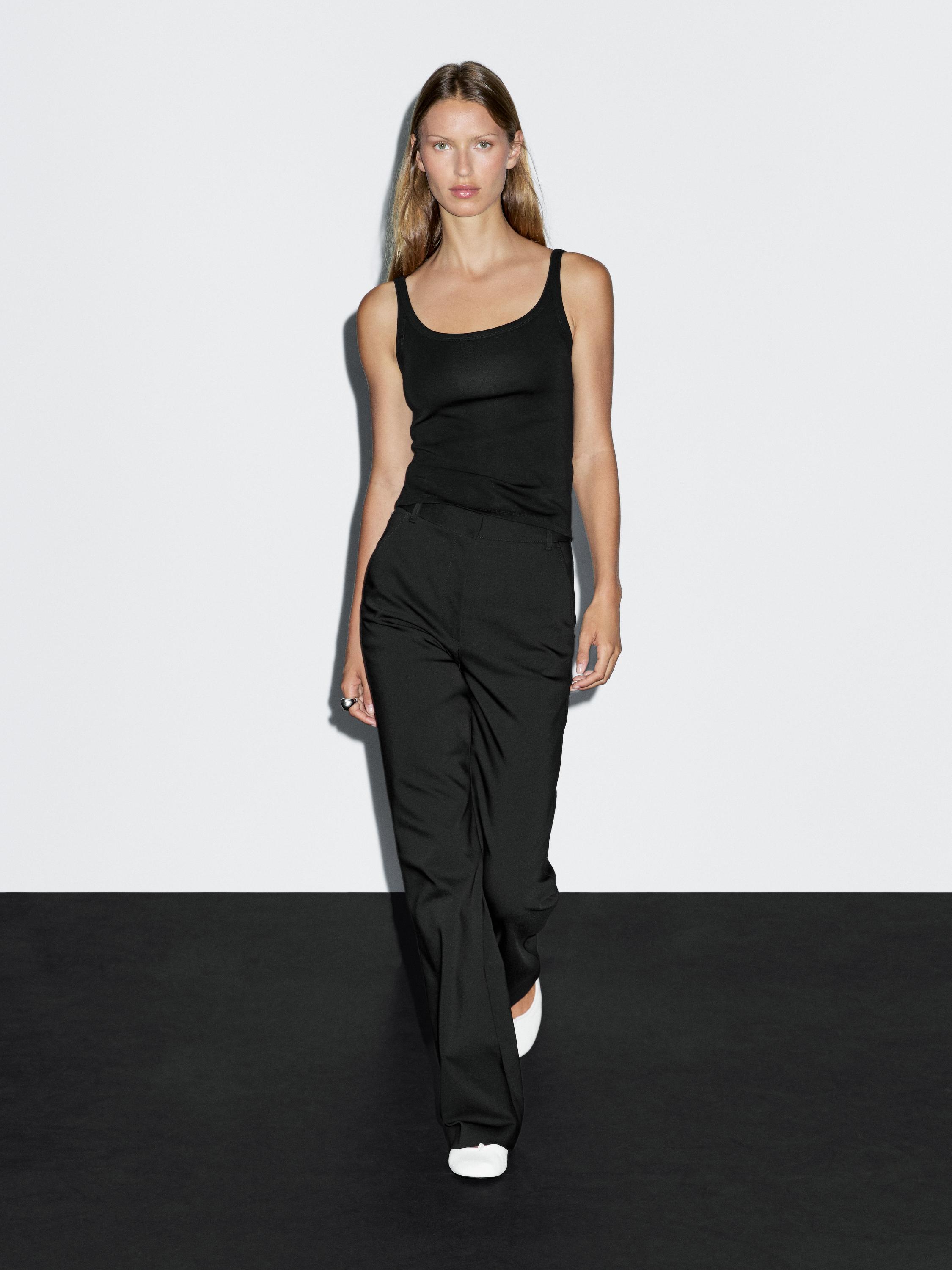 Flared stretch trousers