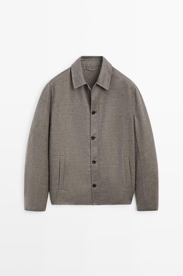 Wool blend overshirt with button detail — MINK 2