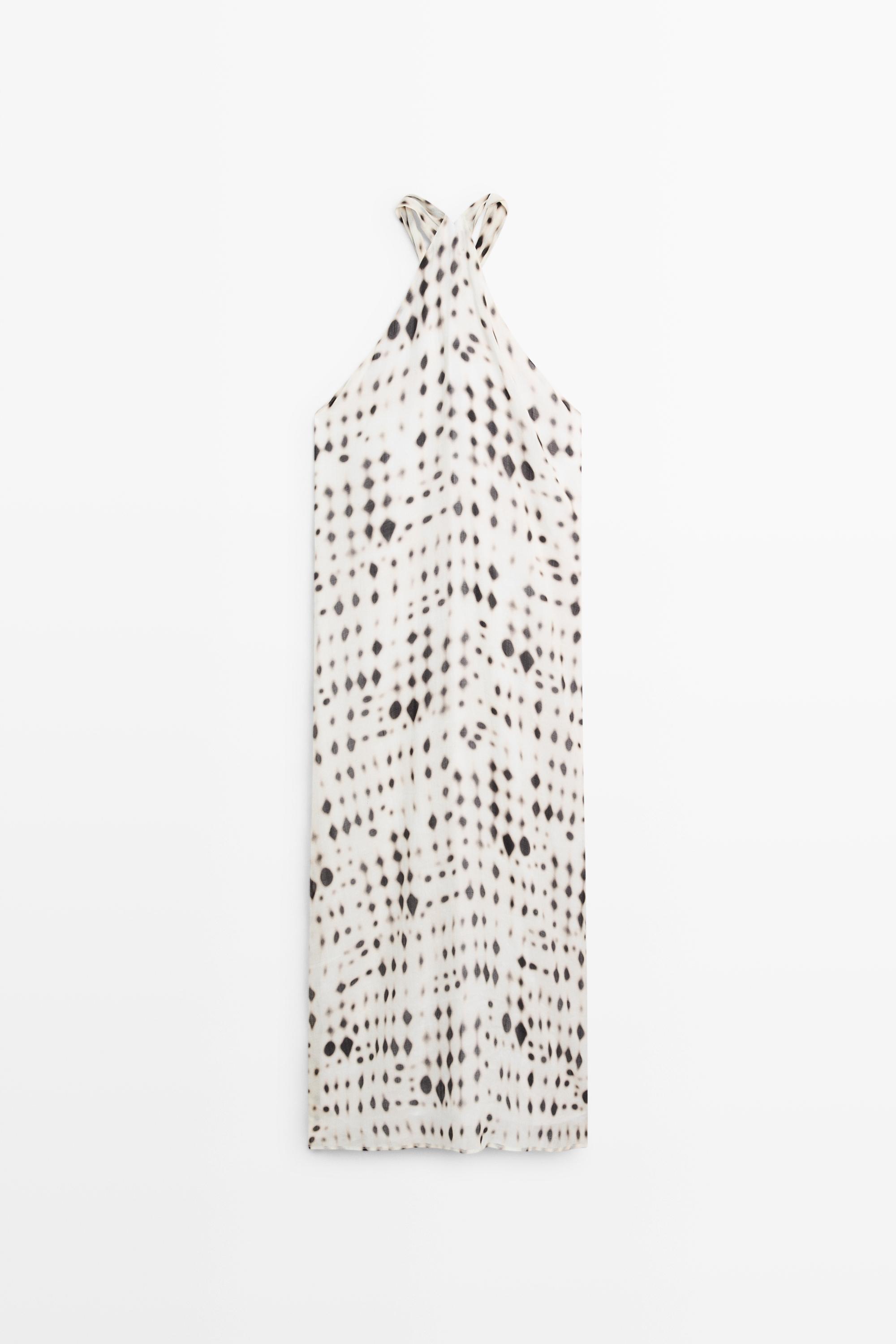 Printed halter dress — Off white