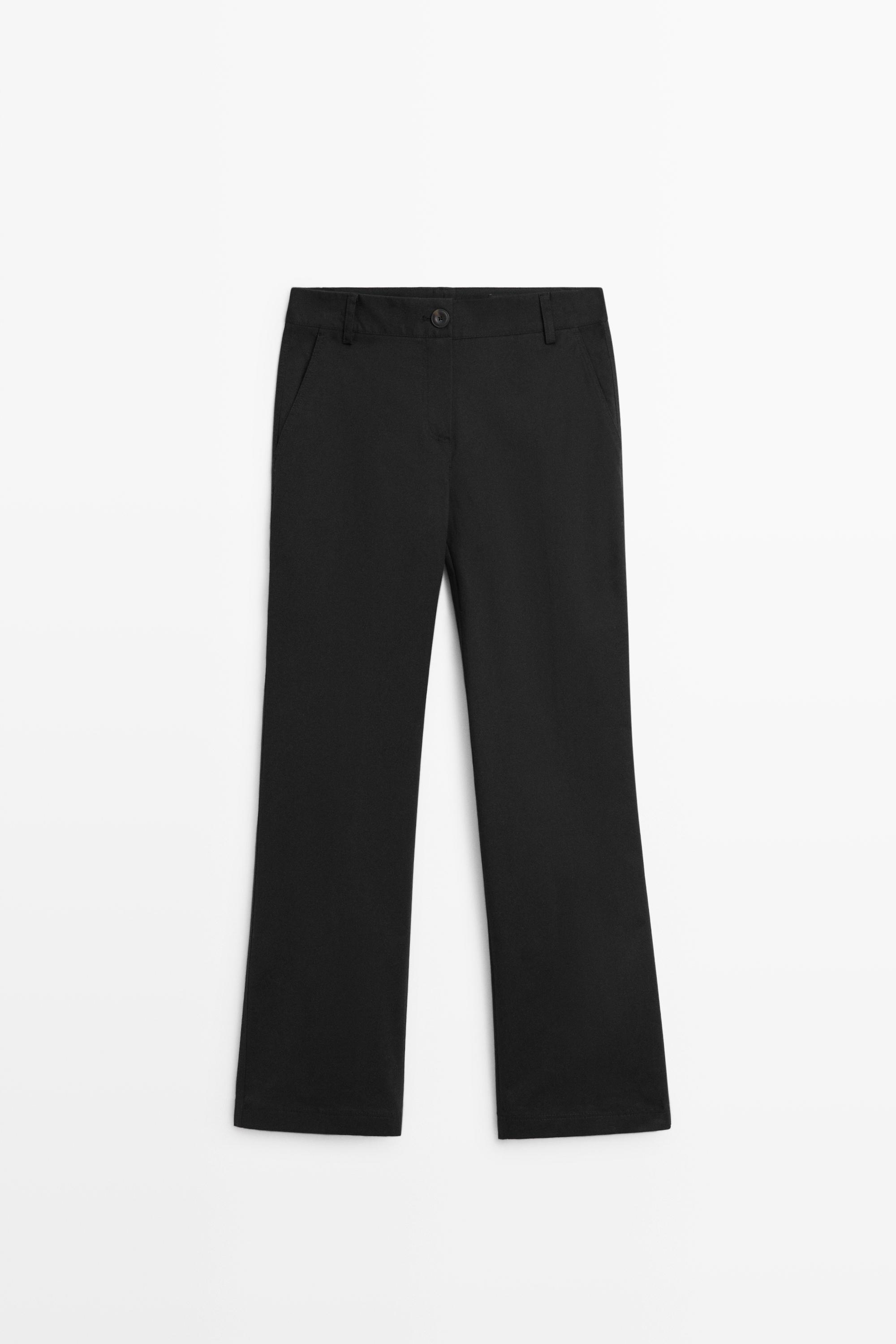 Cotton blend kick flare pants — BLACK