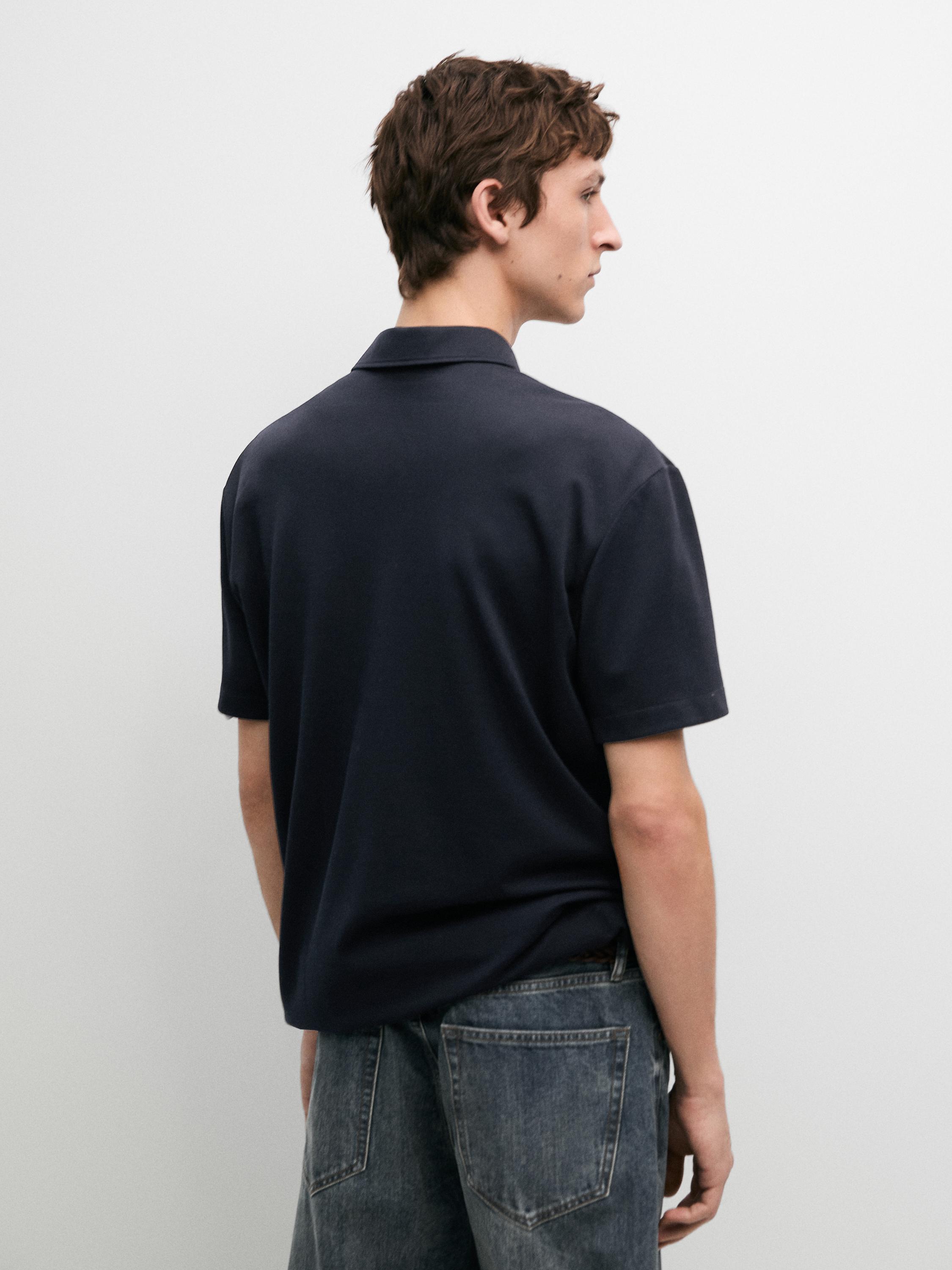 100% cotton short sleeve polo shirt — NAVY BLUE