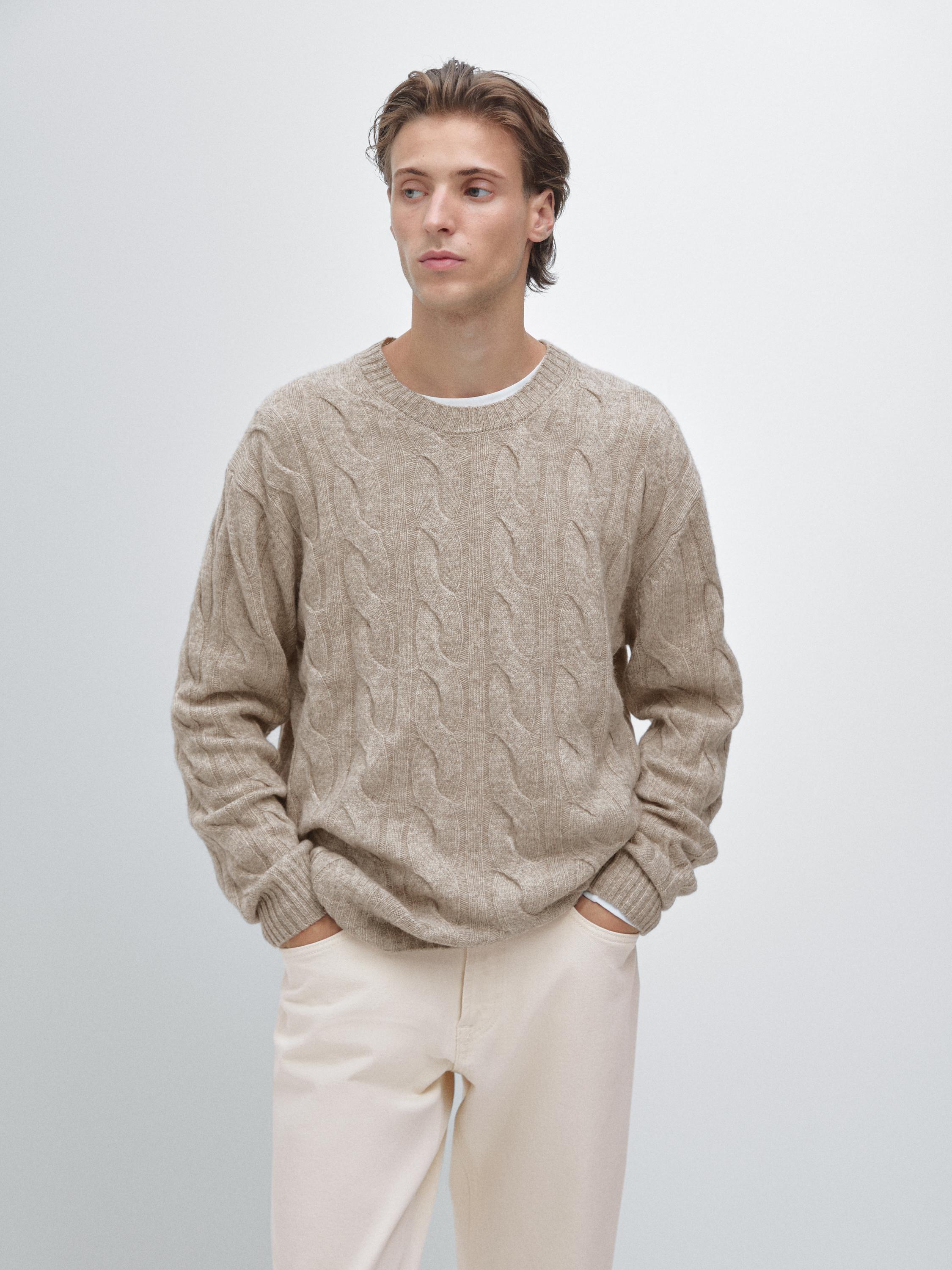 Cable-knit wool blend sweater