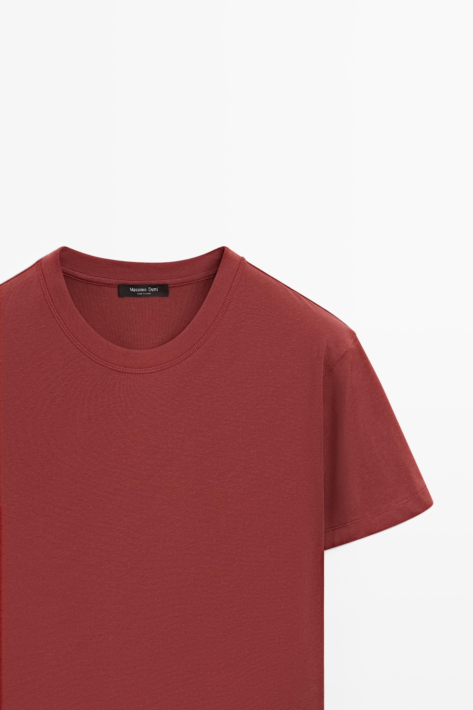 Short sleeve cotton blend T-shirt — MAROON