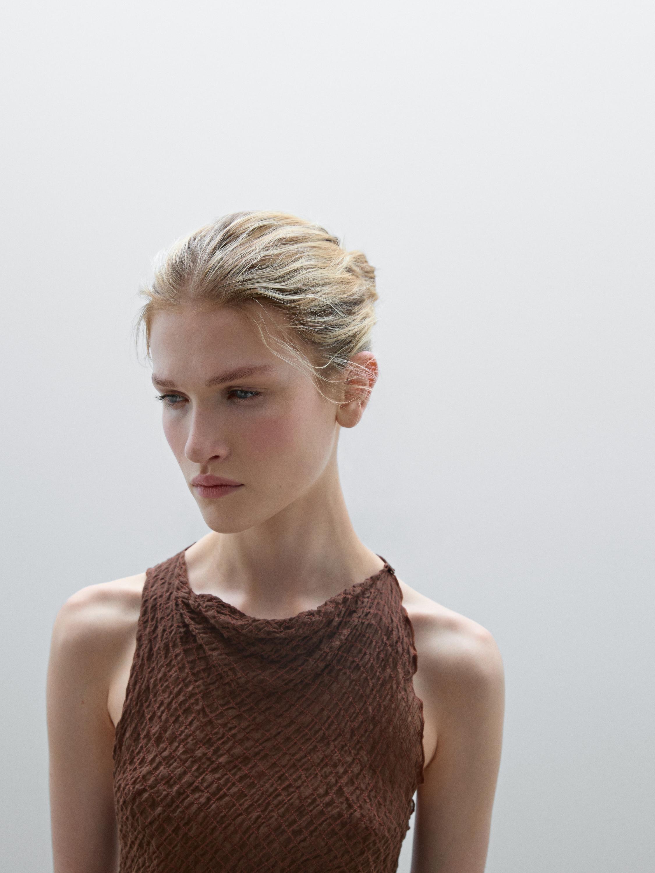 Flowing draped neck top