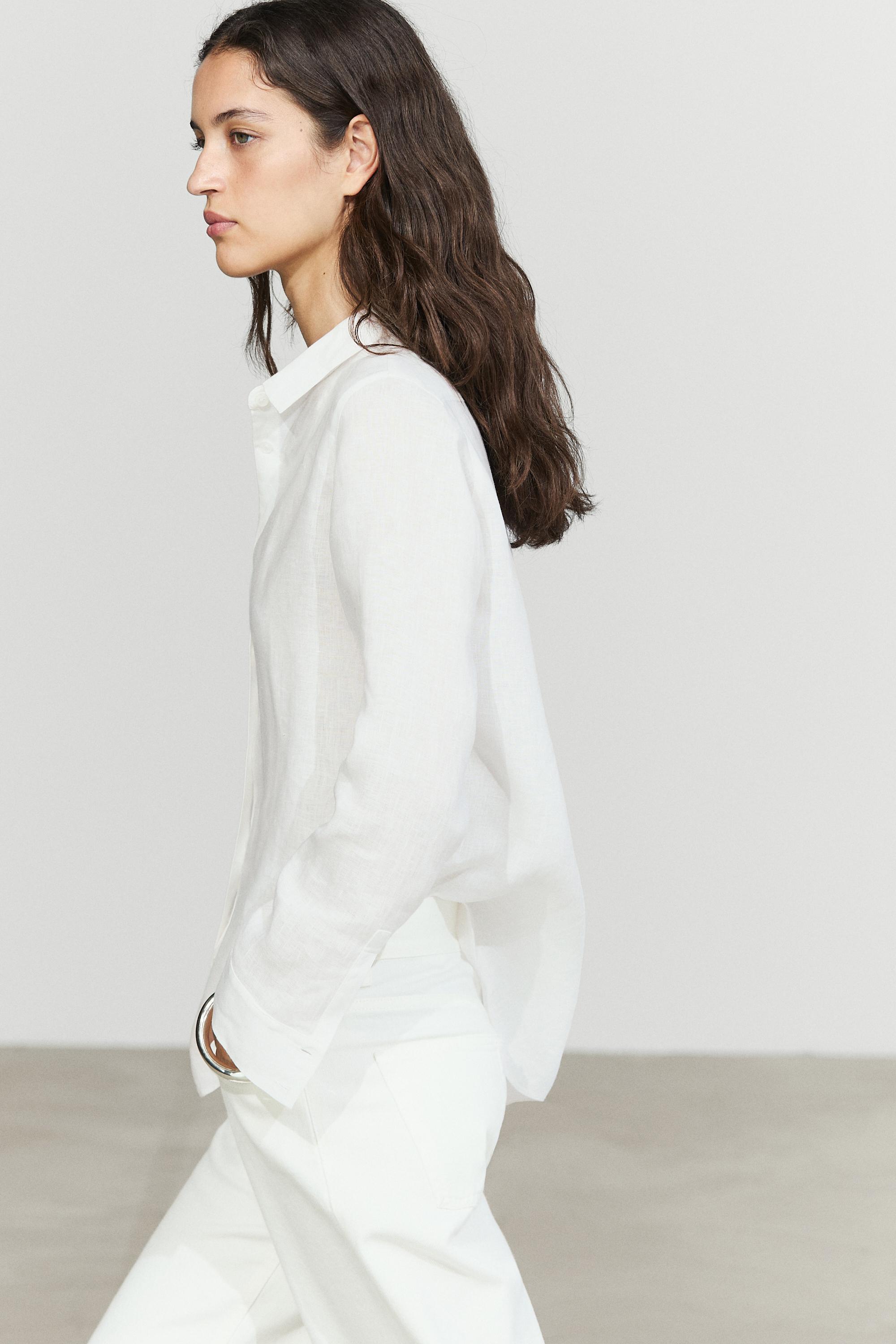Flowing 100% linen shirt — WHITE