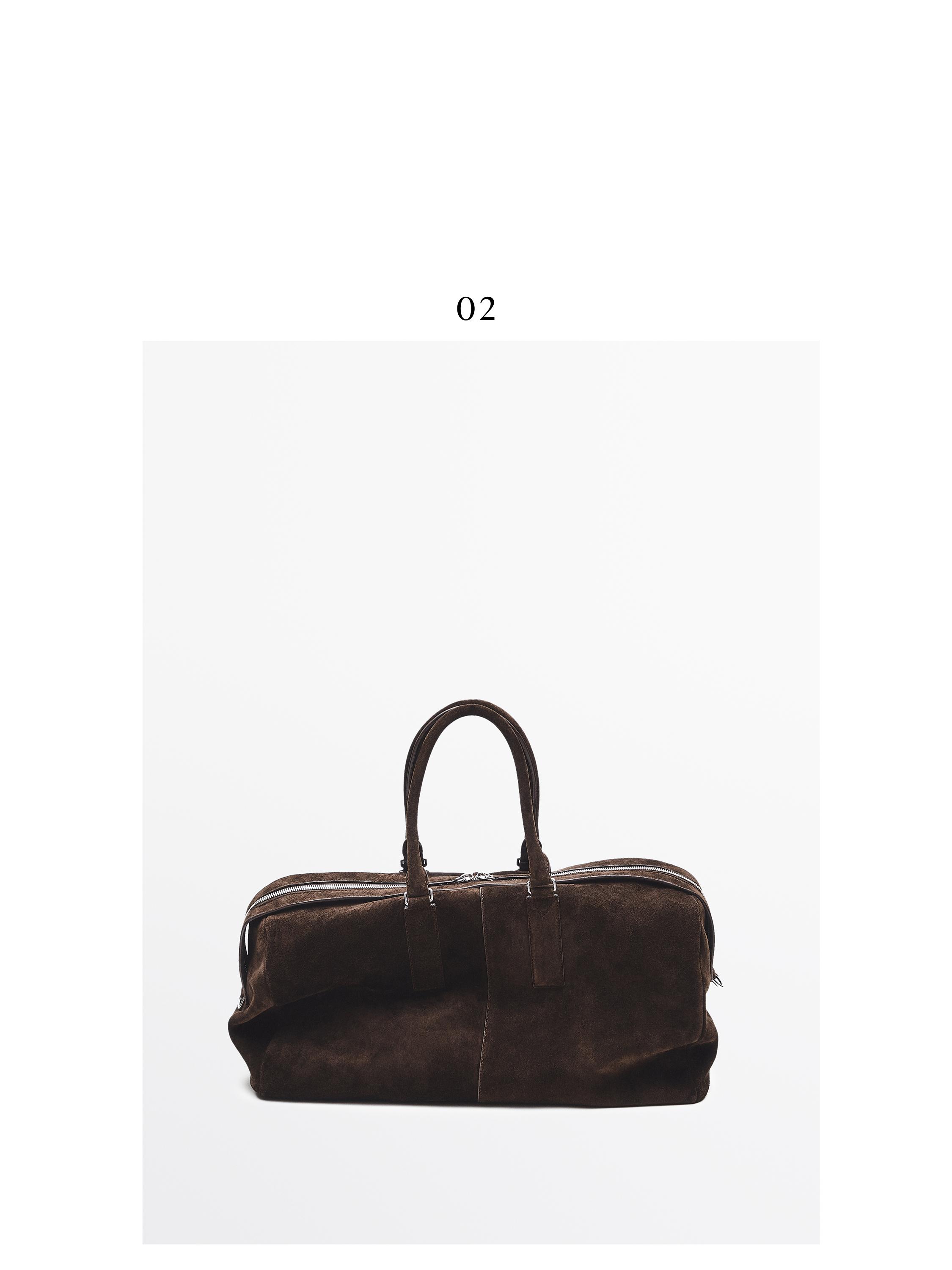 Suede leather travel bag — BROWN
