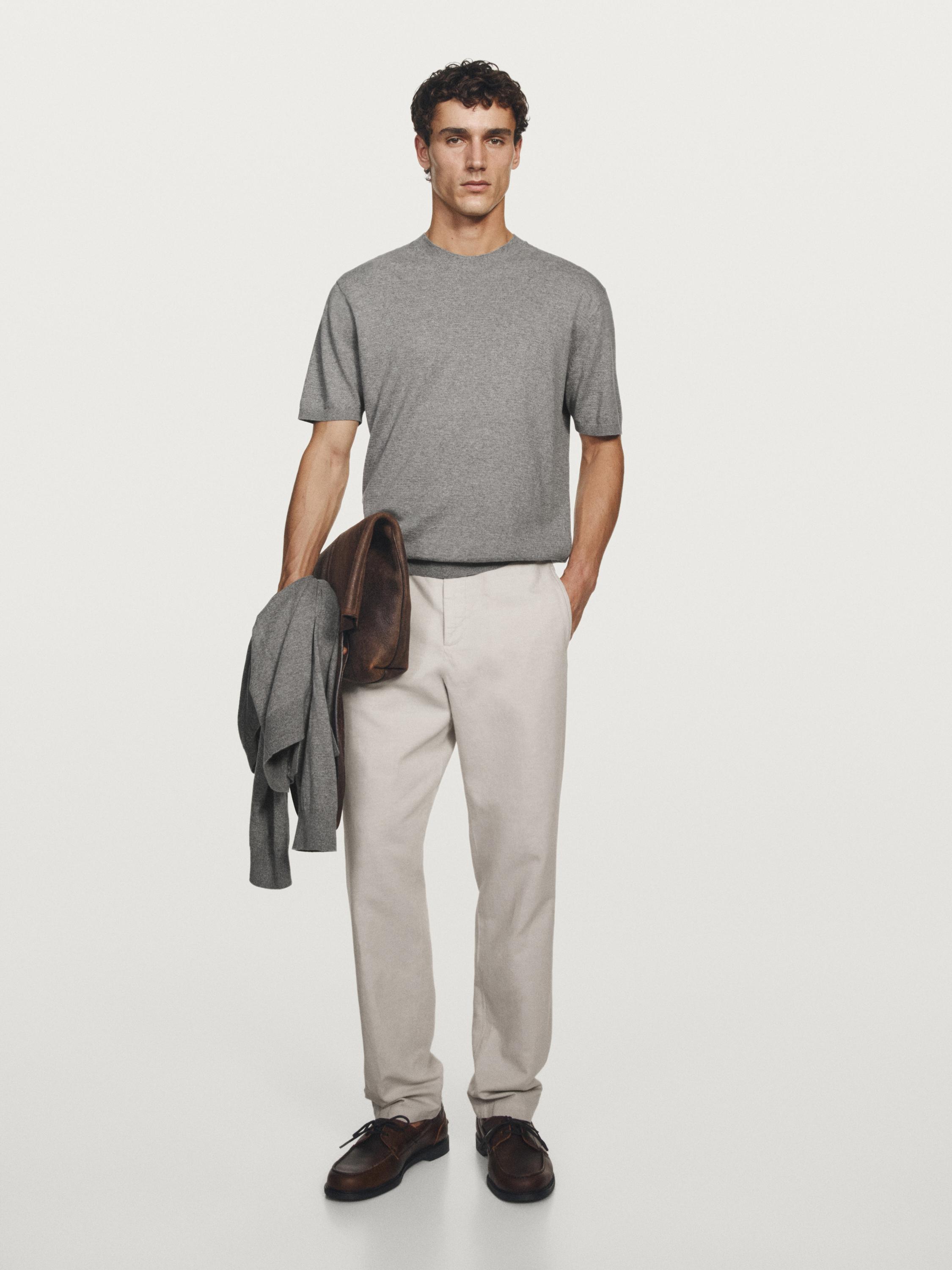 Pantalón tapered fit con lino