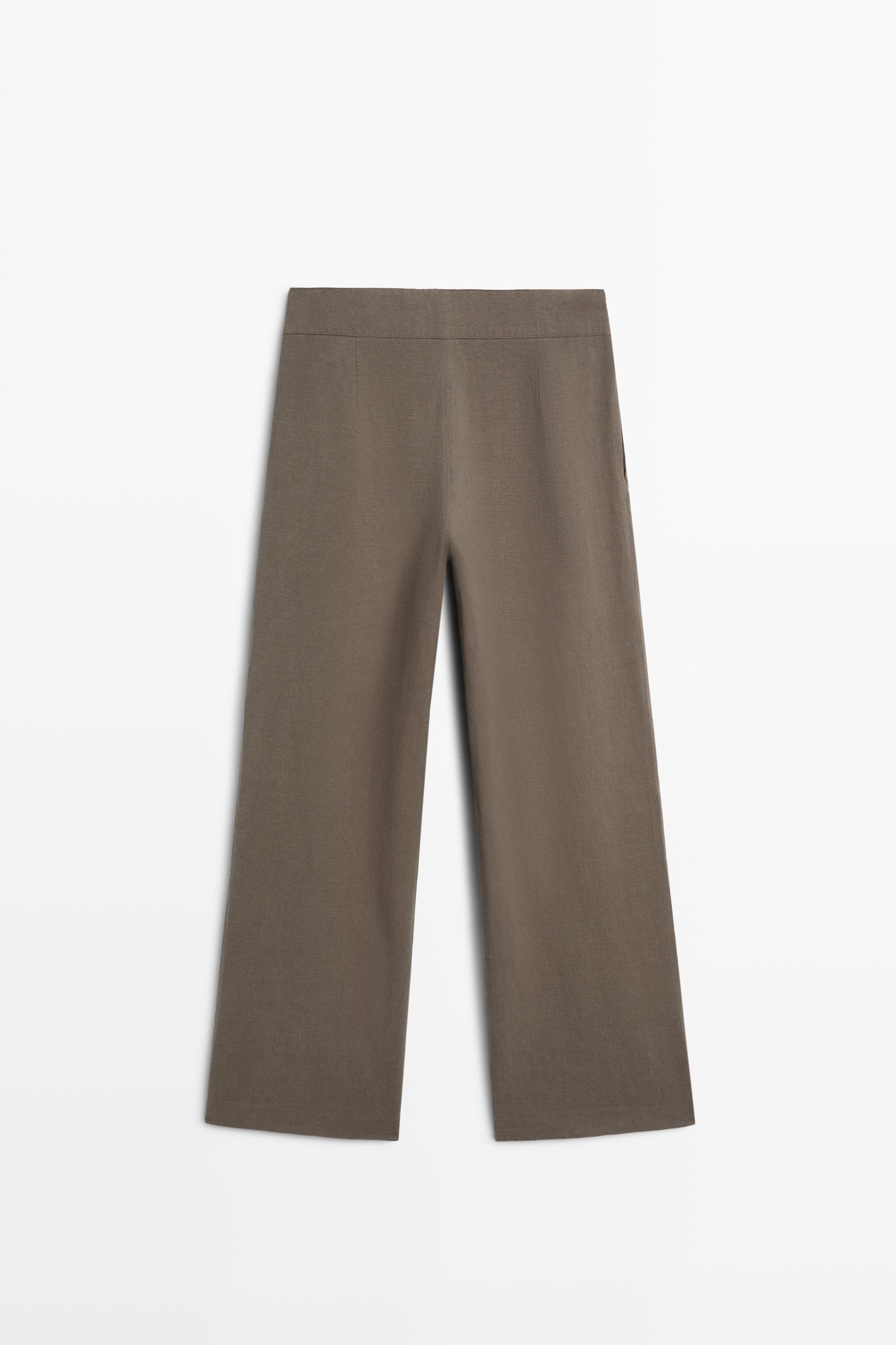Linen blend pleated trousers — MOLE BROWN