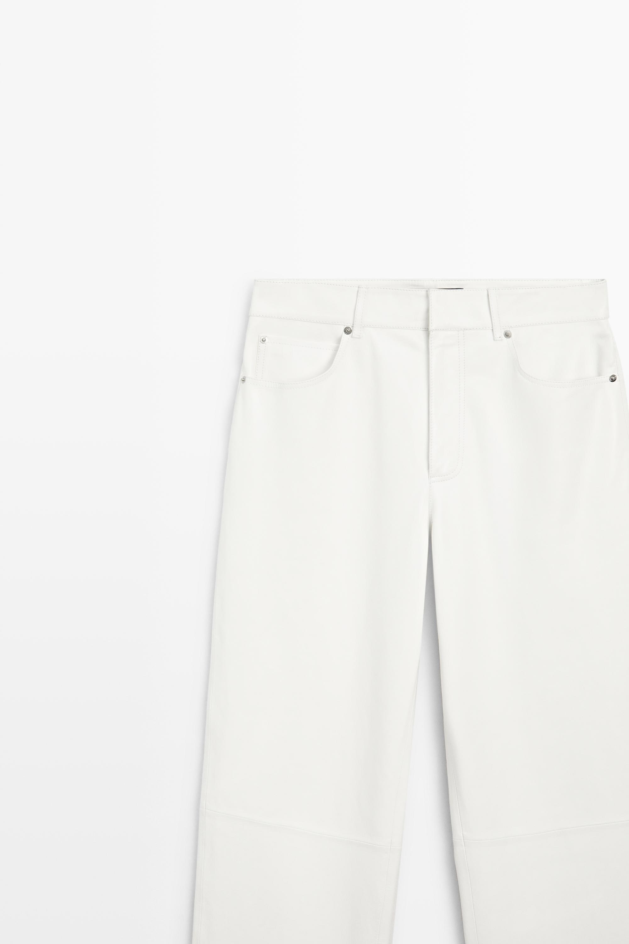 Straight-leg leather pants — WHITE