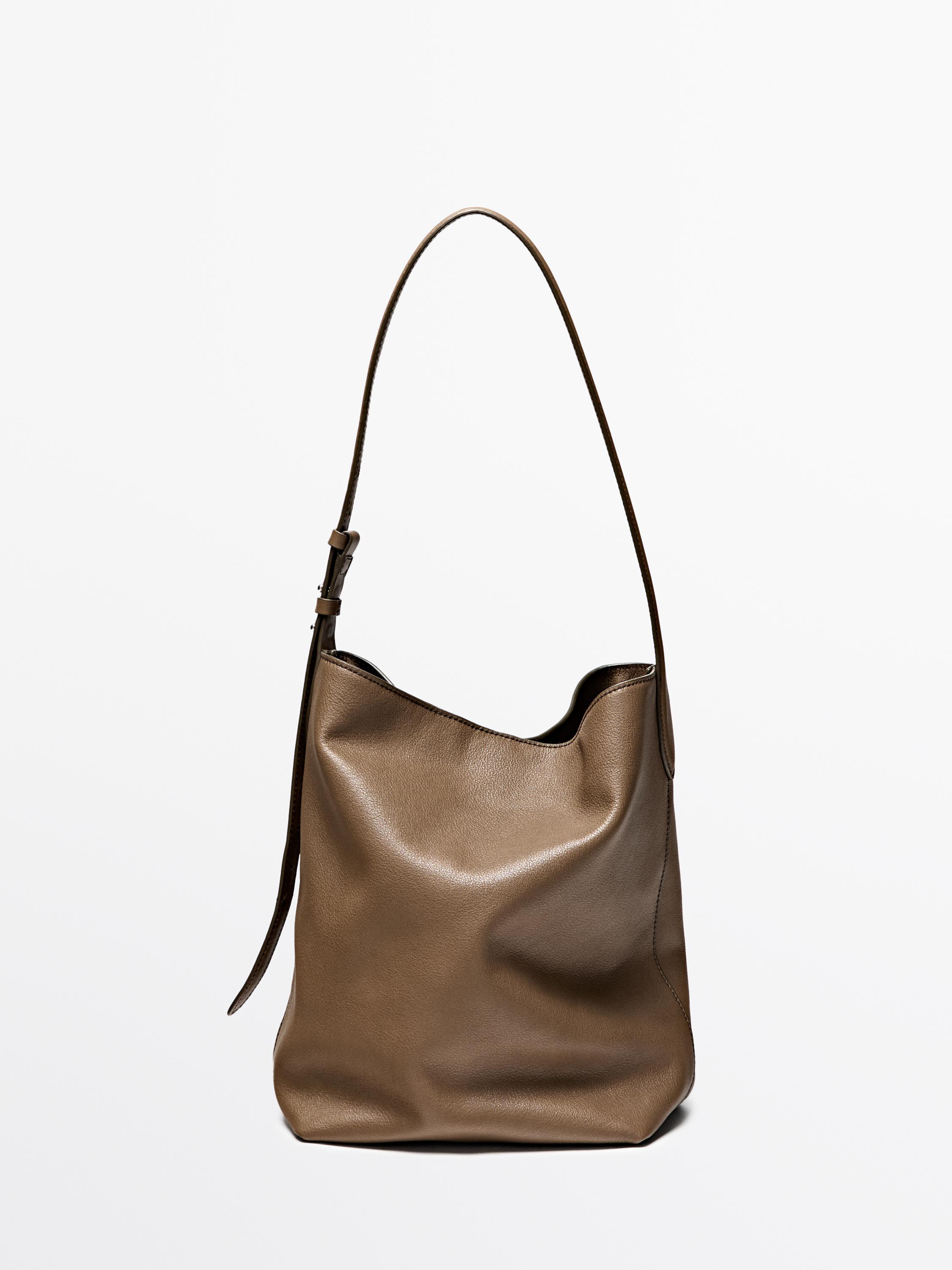 Nappa leather bucket bag — MOLE BROWN