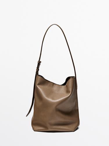 Medium nappa leather bucket bag — MOLE BROWN 2