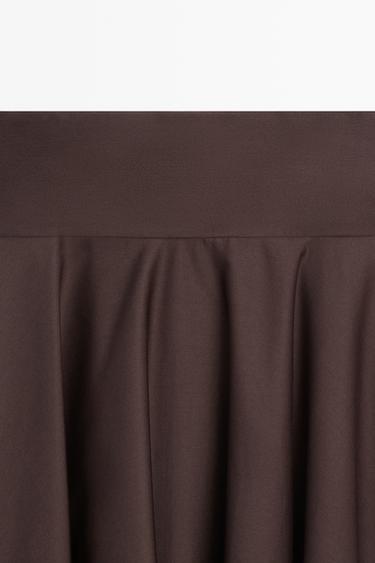 Flounce midi skirt with yoke detail — BROWN 4