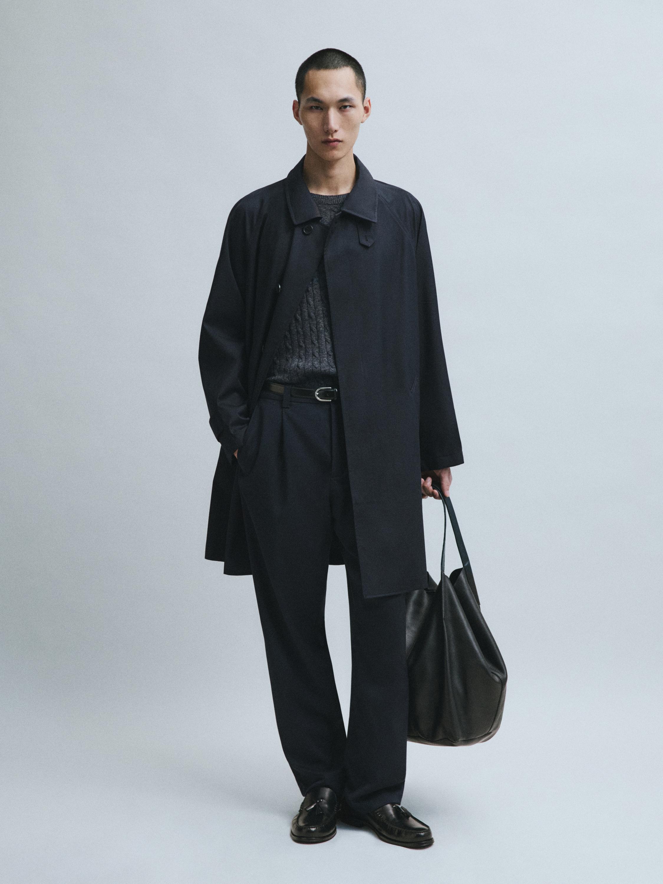 100% wool trench coat — NAVY BLUE