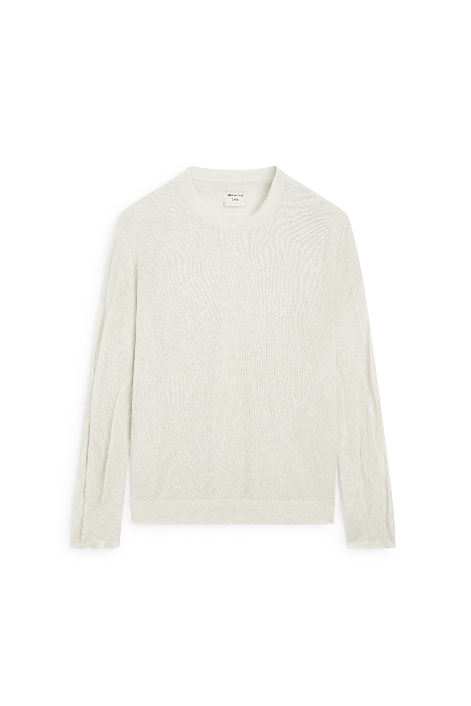 Long sleeve fine knit sweater - STUDIO — OLD SILVER