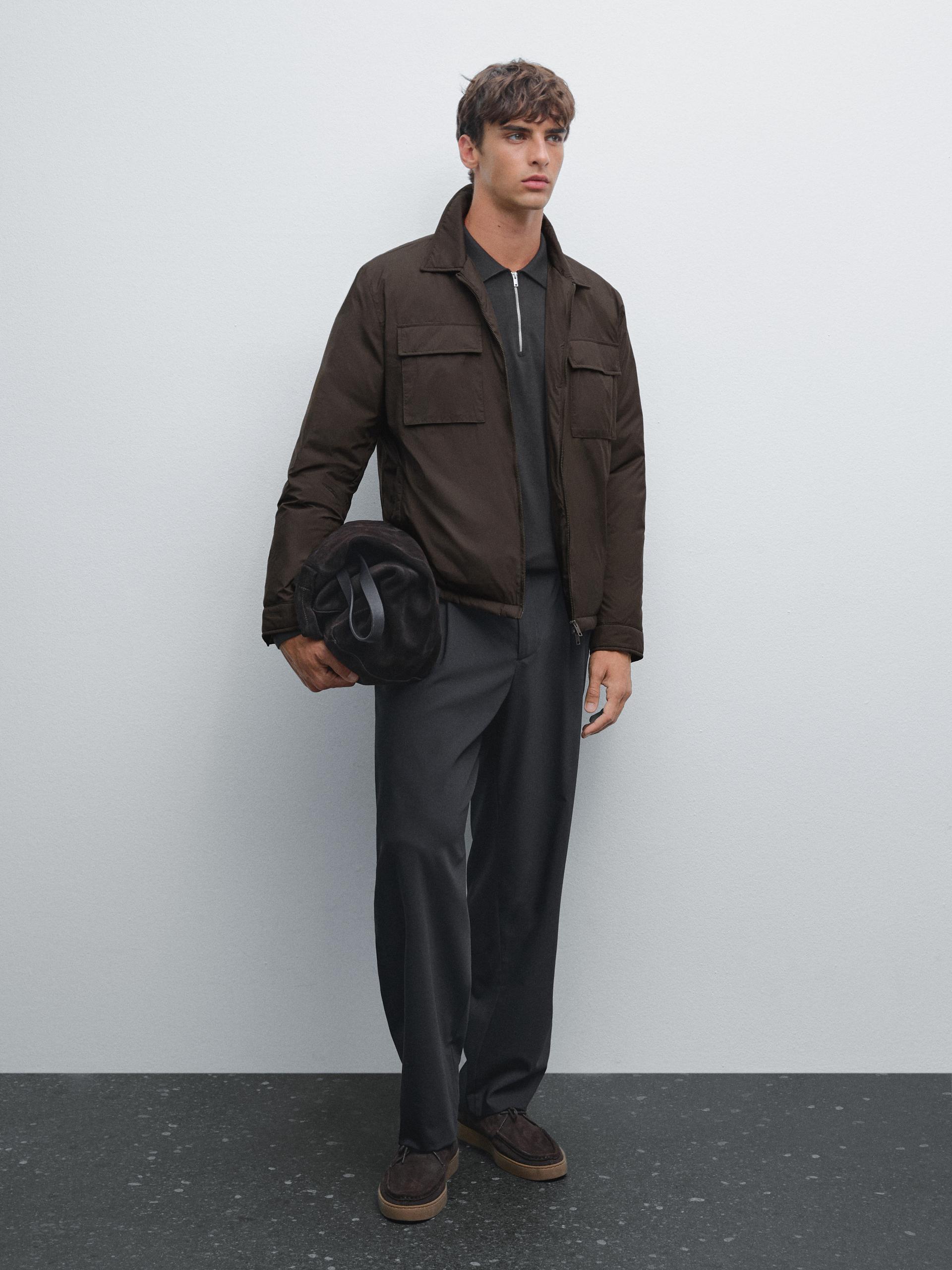 Chaqueta Ultraligera Mezcla Plumón Water Repellent - Marrón - Xl - Massimo Dutti - Hombre