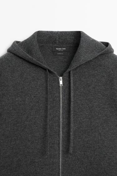 Cashmere knit cardigan with hood — MEDIUM GREY 9