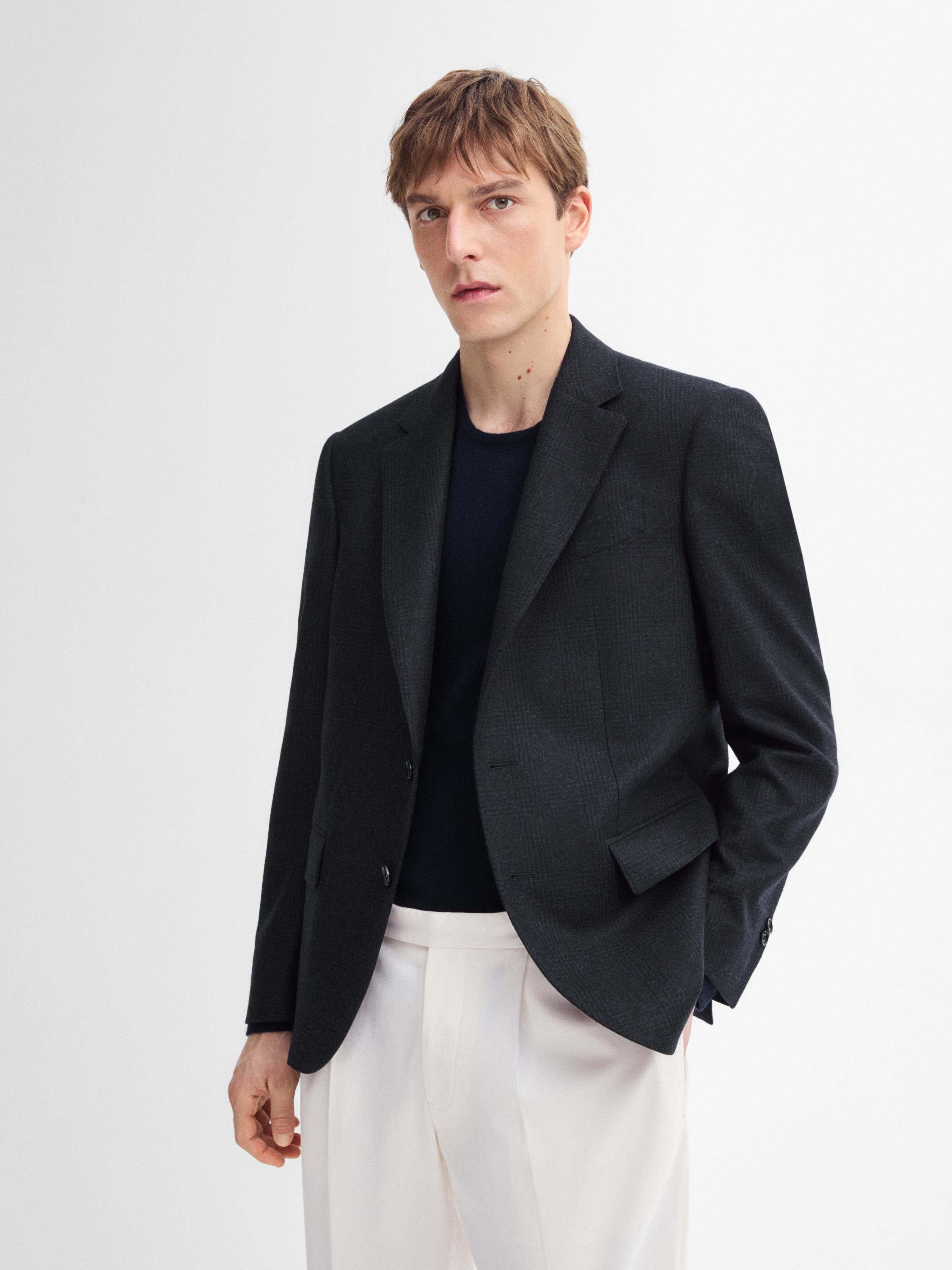 Blazer à carreaux 100 % laine