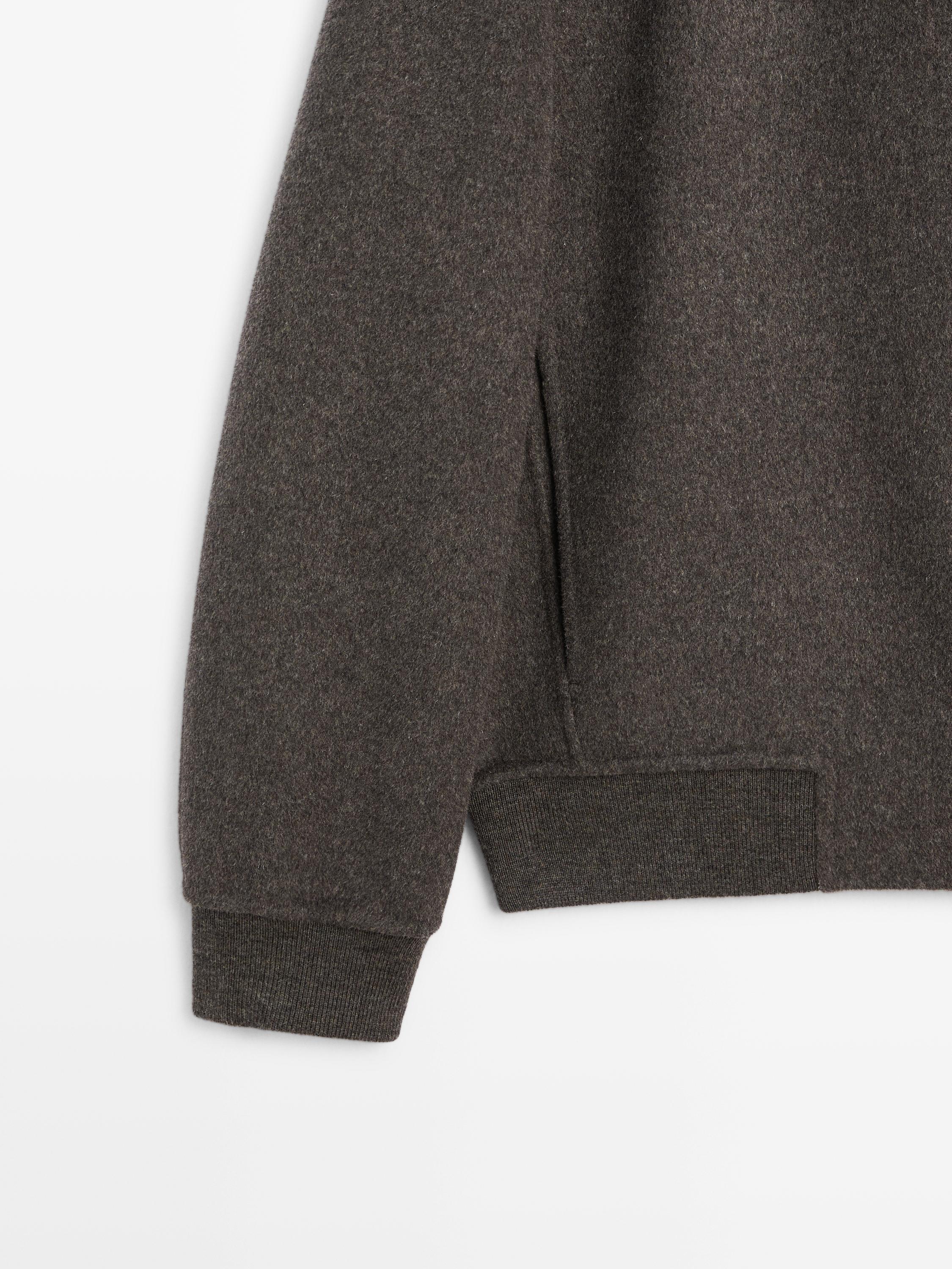 Wool blend double fabric hooded jacket — MINK