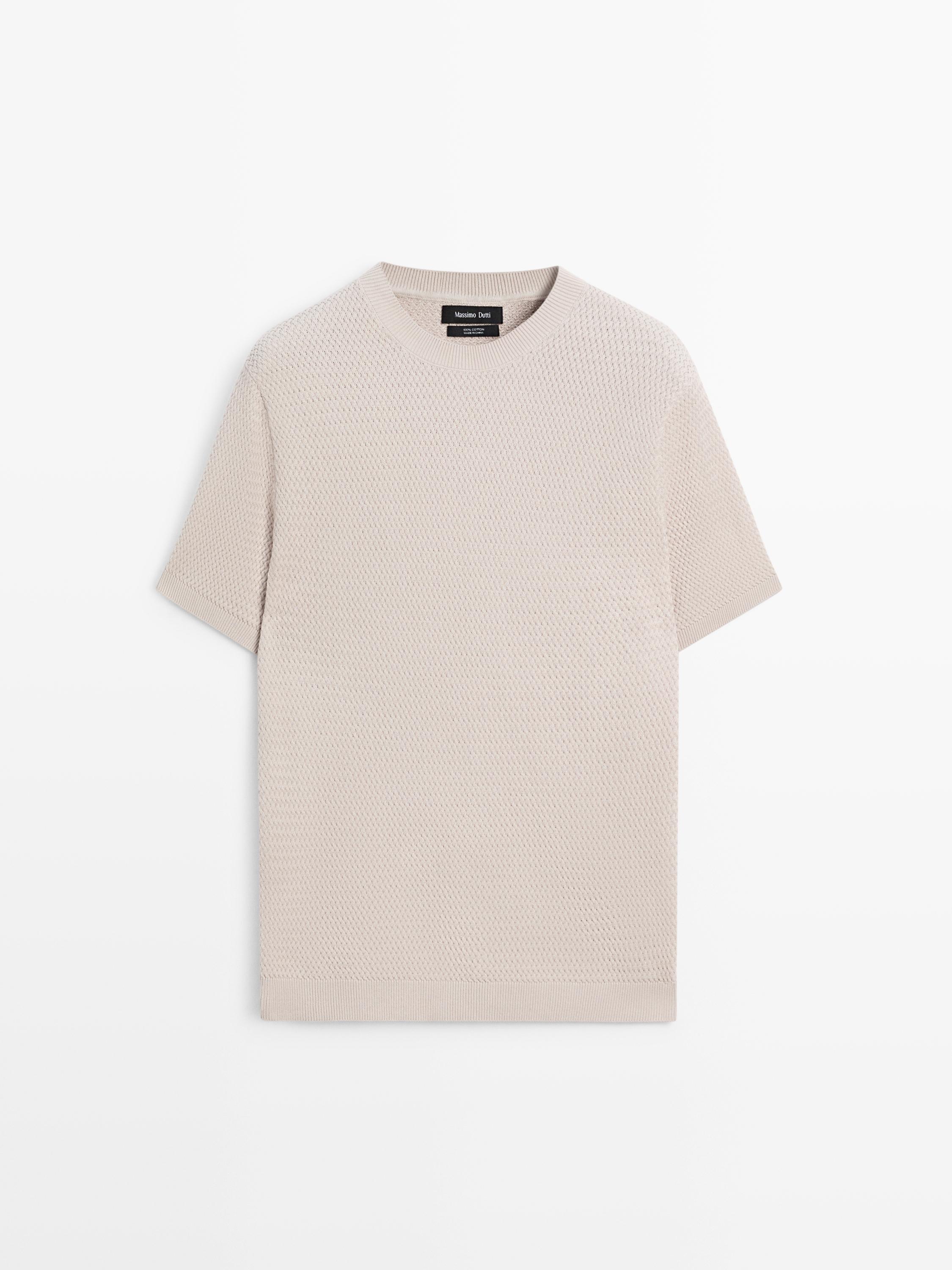 Textured knit short sleeve T-shirt