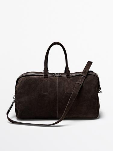 Suede leather travel bag — BROWN 5