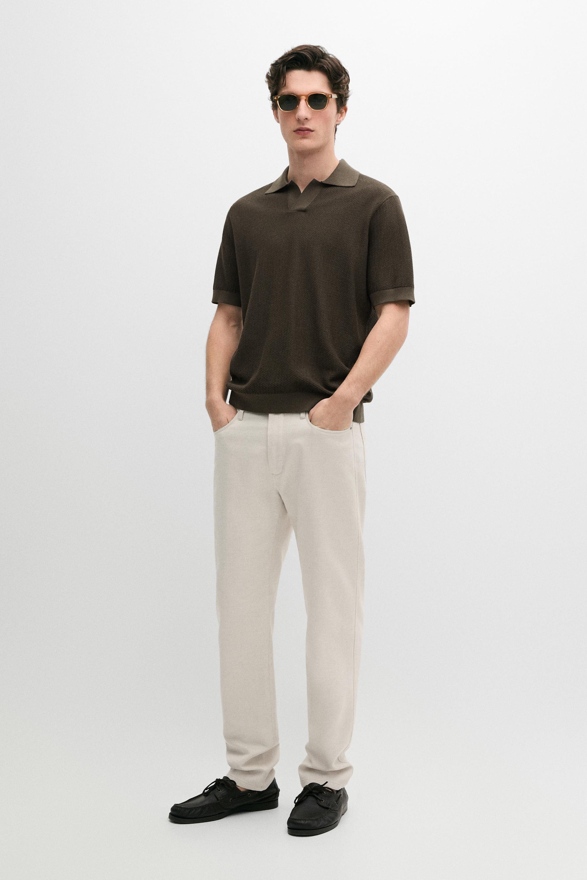 Cotton and linen tapered fit jeans — CREAM