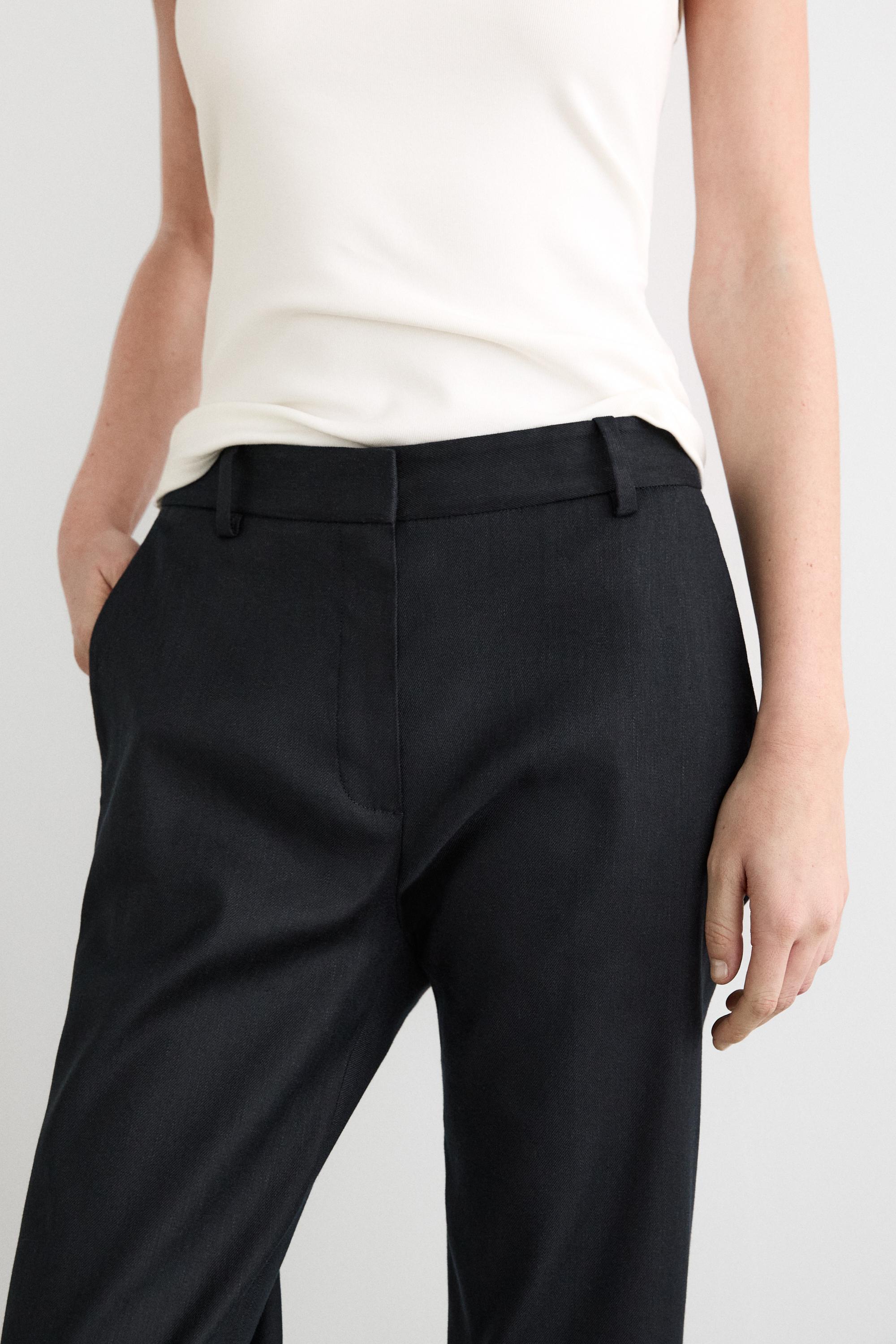 Straight-leg linen blend trousers — NAVY BLUE