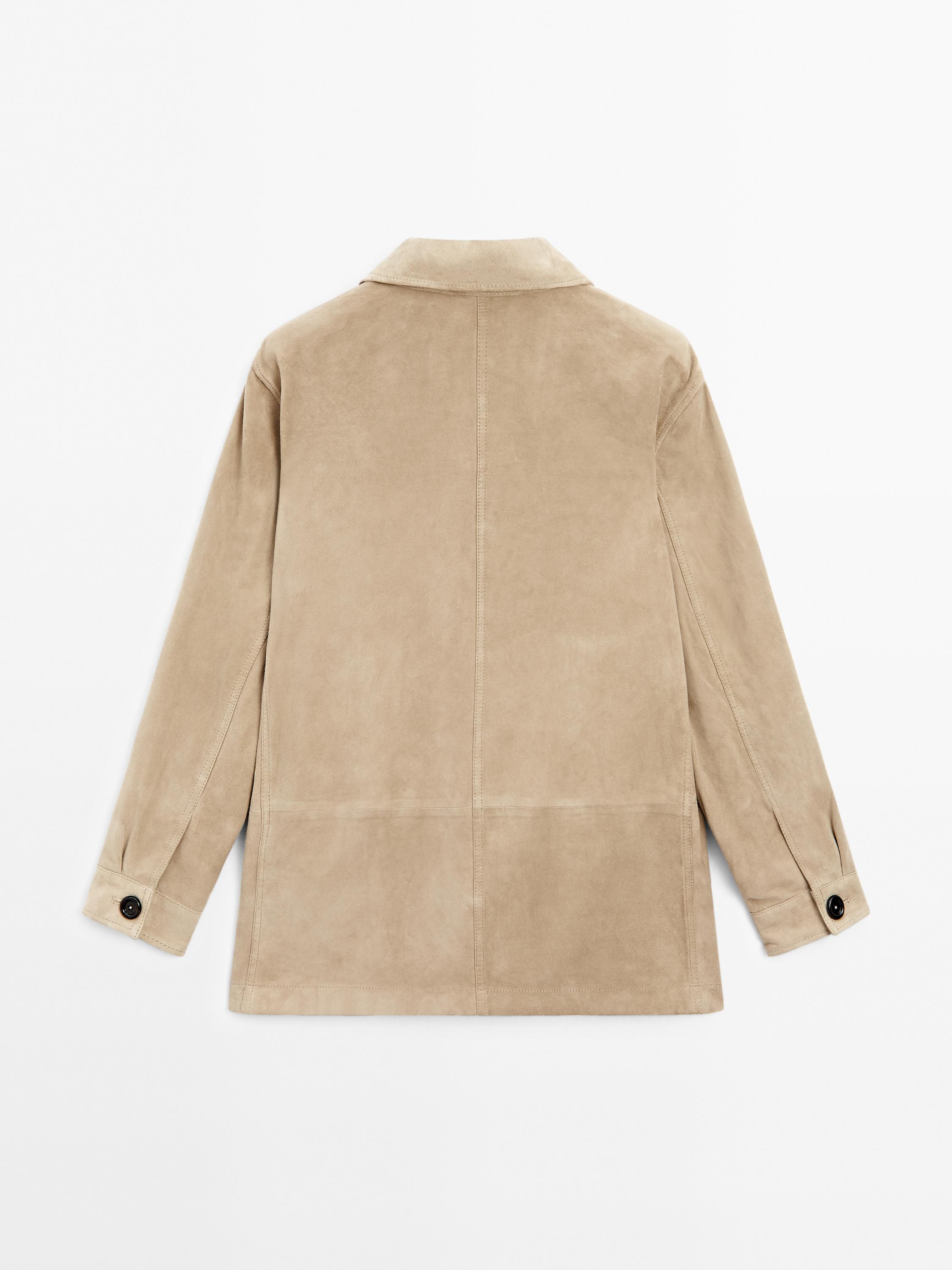 Chaqueta medio bolsillos piel ante