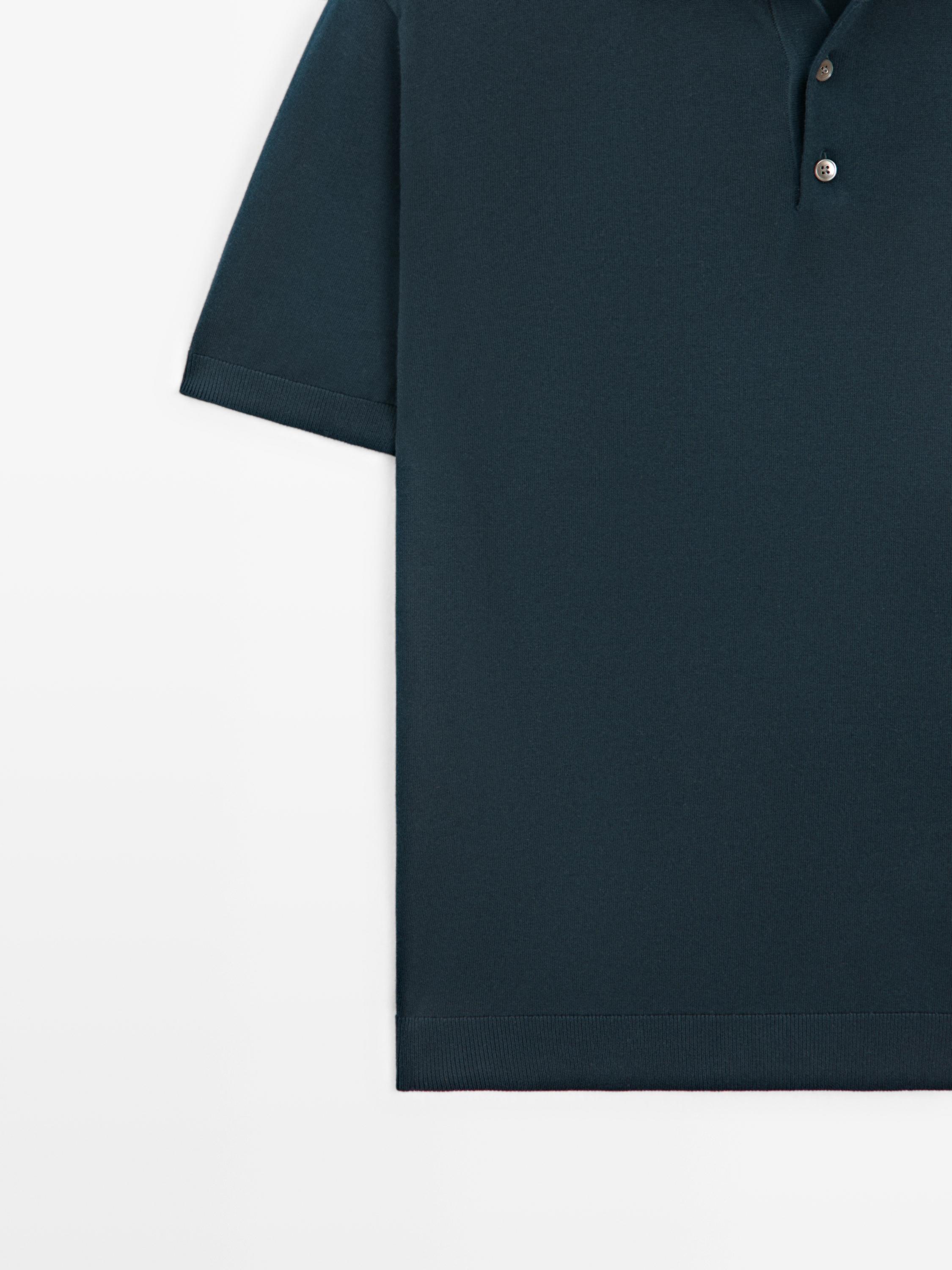 100% cotton knit polo shirt — BLUE