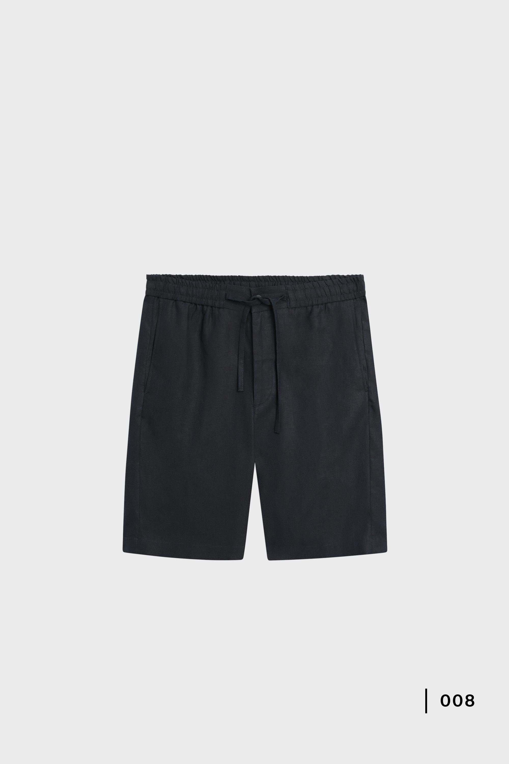 100% linen short Bermuda shorts — NAVY BLUE