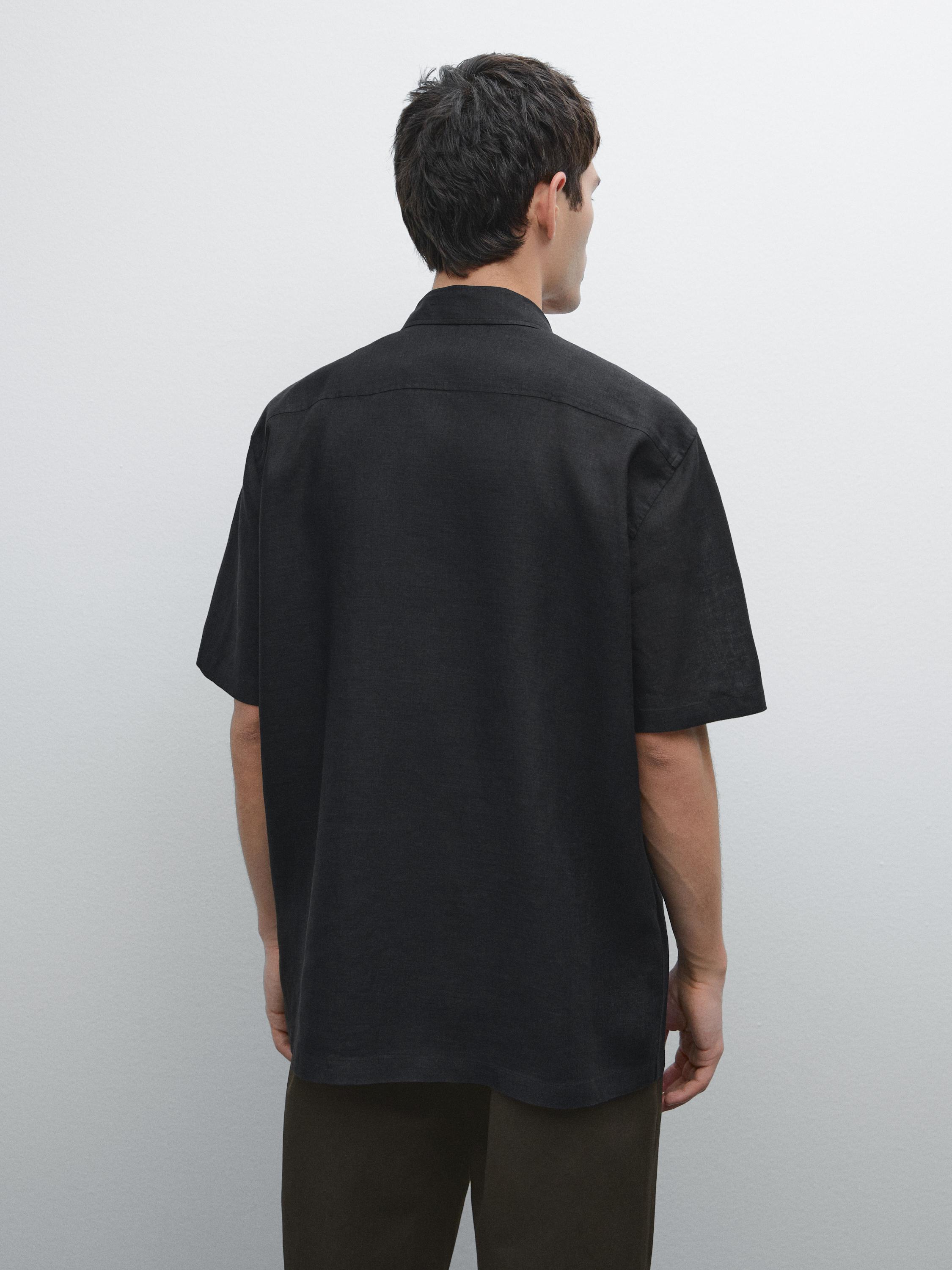 Regular fit short sleeve linen shirt