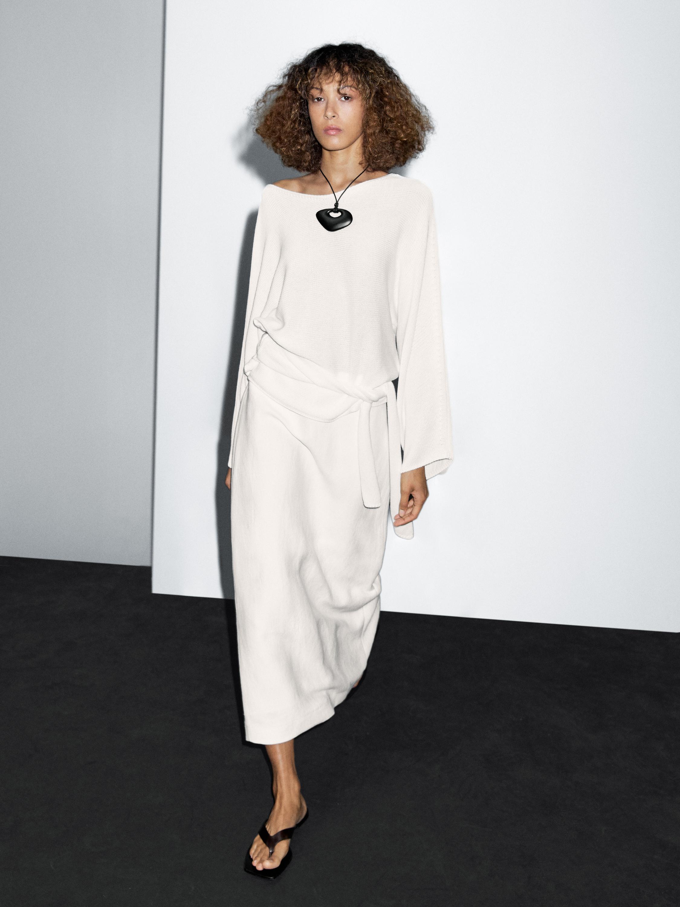 Rovná midi sukně z konopné směsi