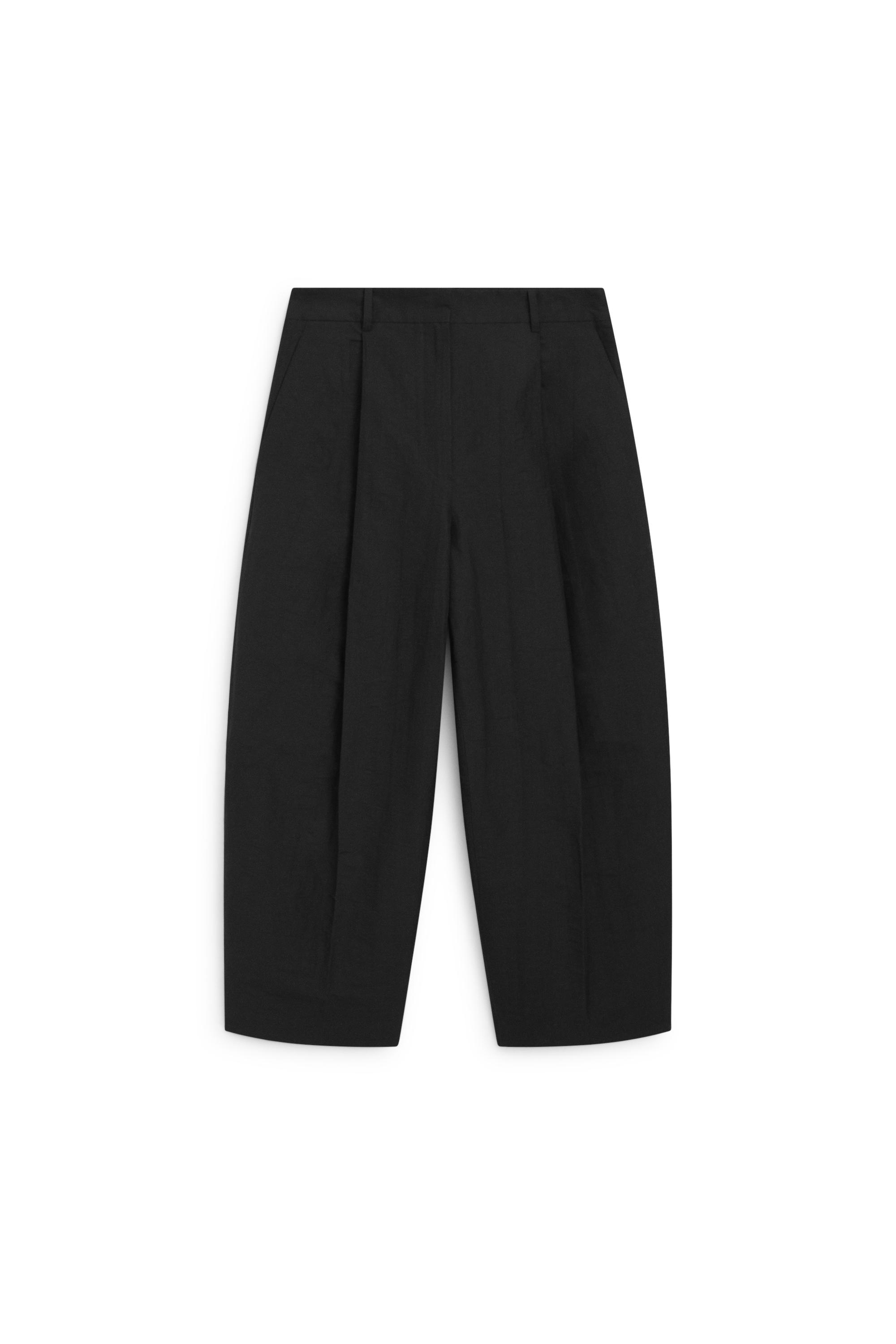 Linen blend pleated trousers - STUDIO — BLACK
