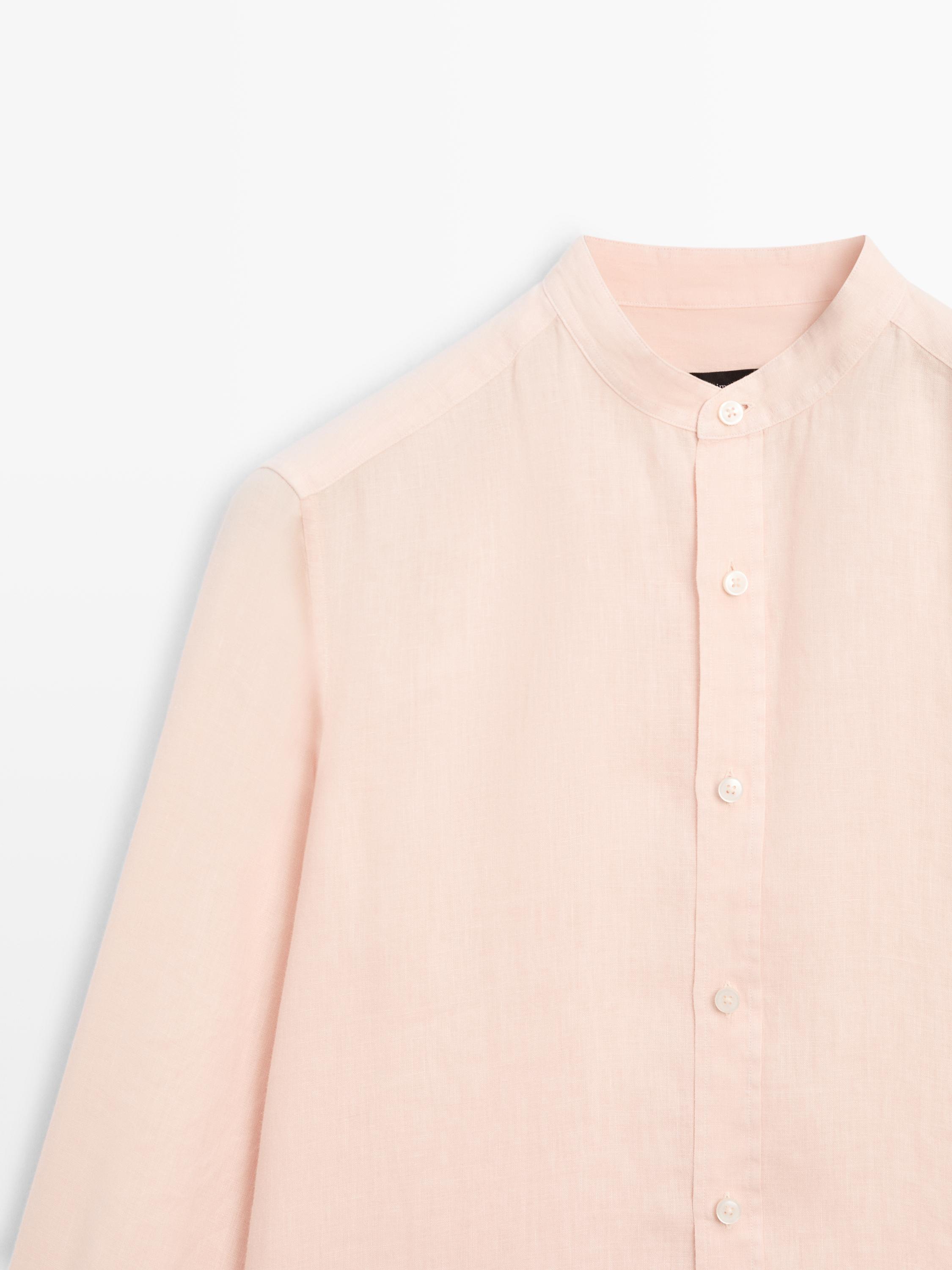 Slim fit stand collar shirt — ORANGE