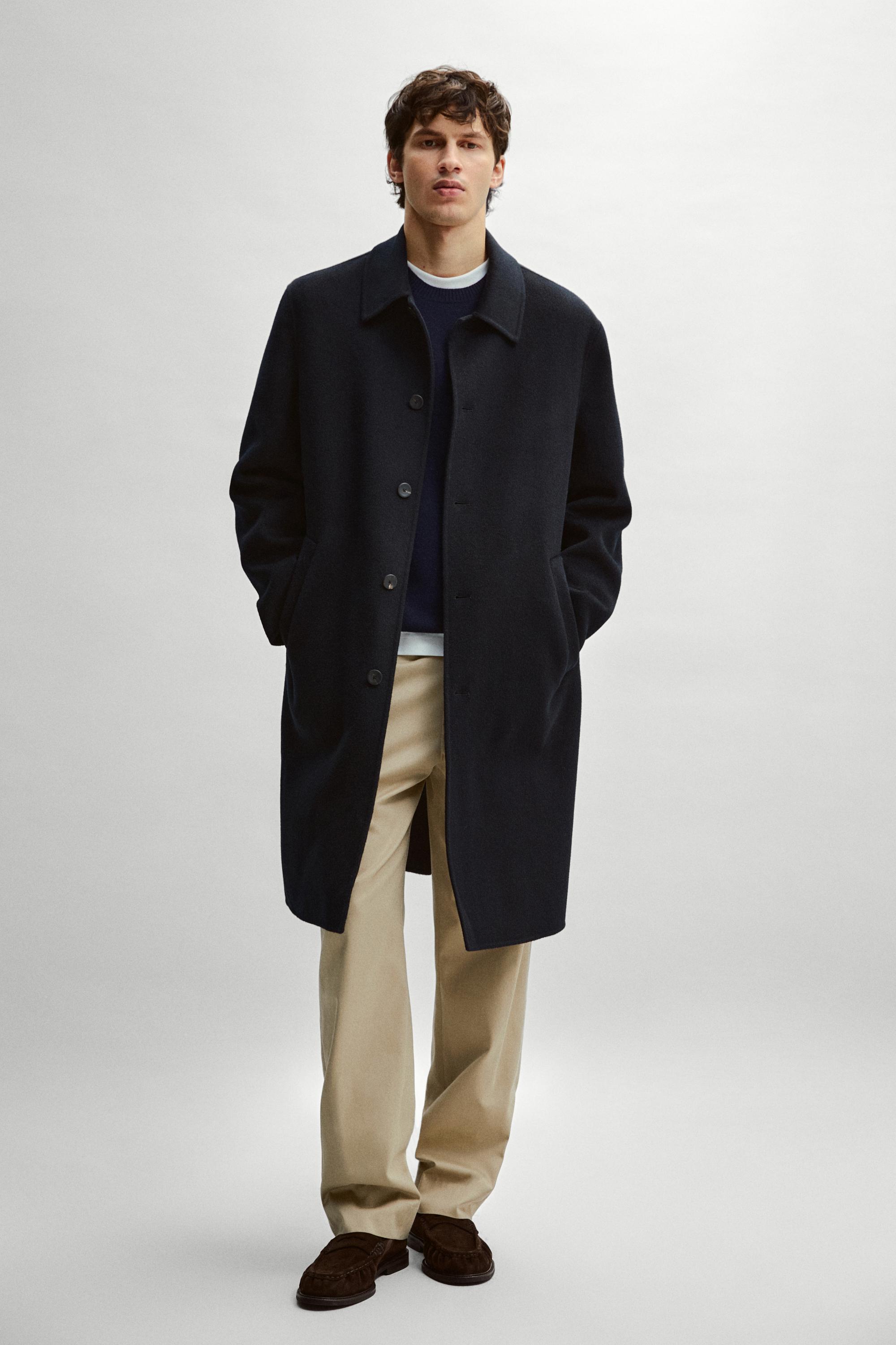 Long wool-blend double-faced coat