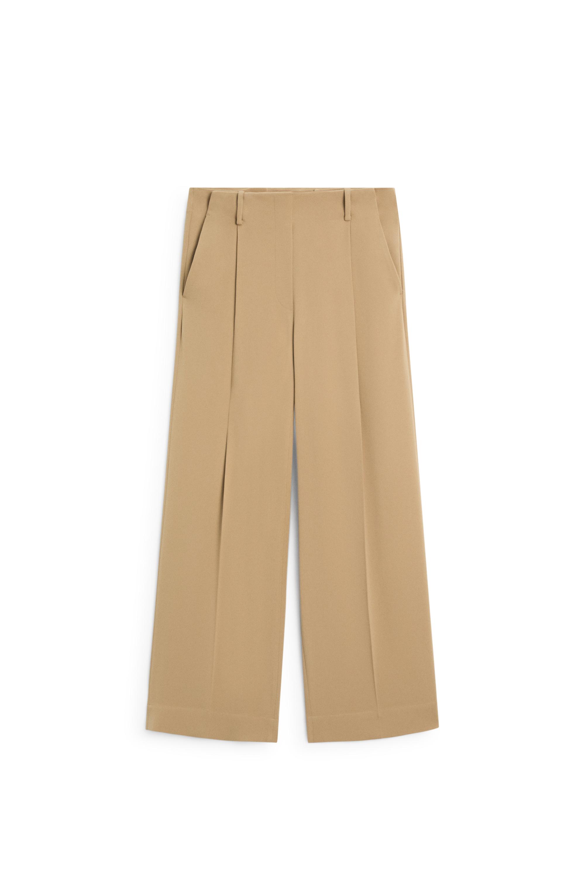 Flowing wide-leg darted pants - STUDIO — Caramel