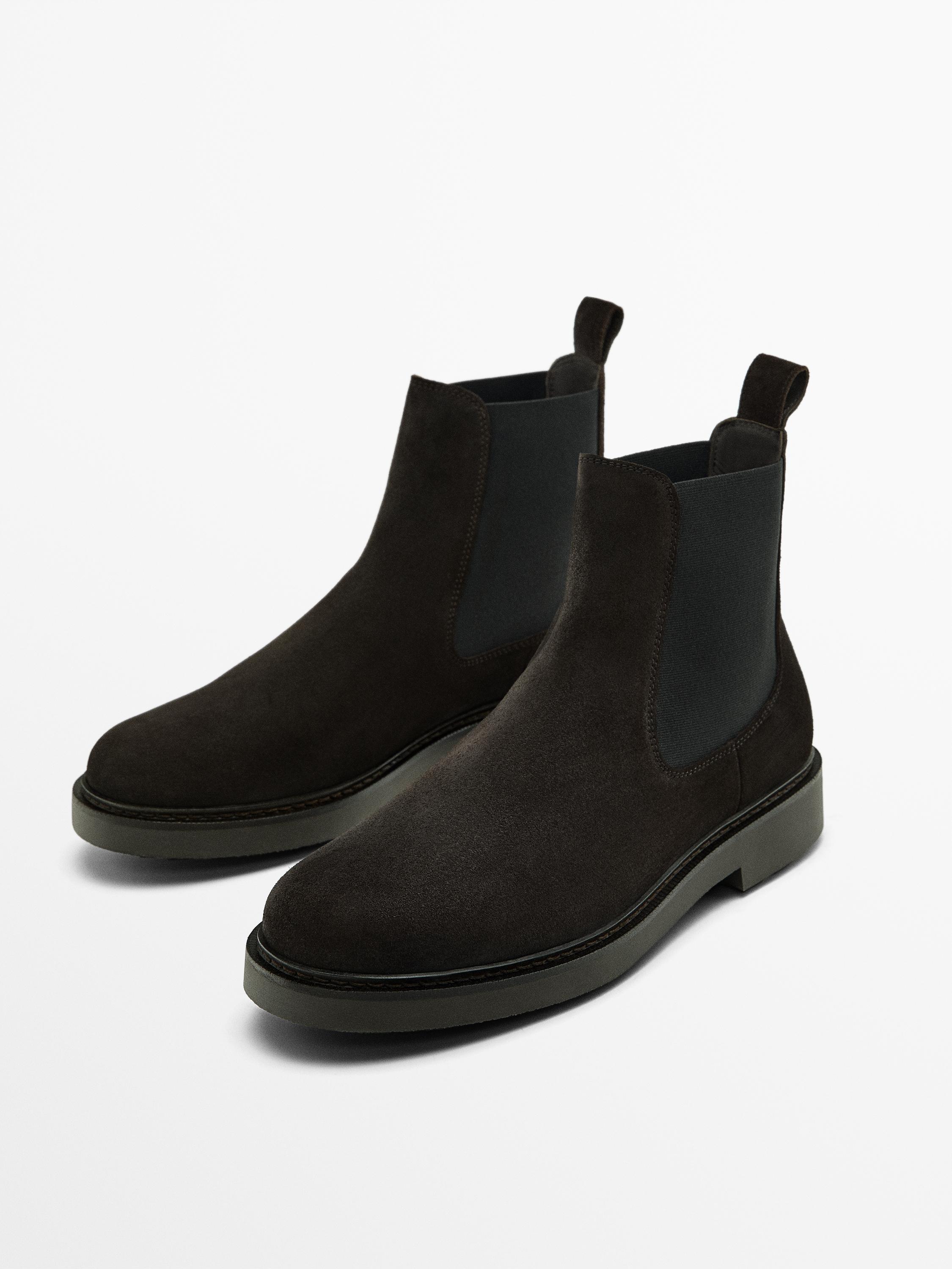 Brown split suede sock ankle boots