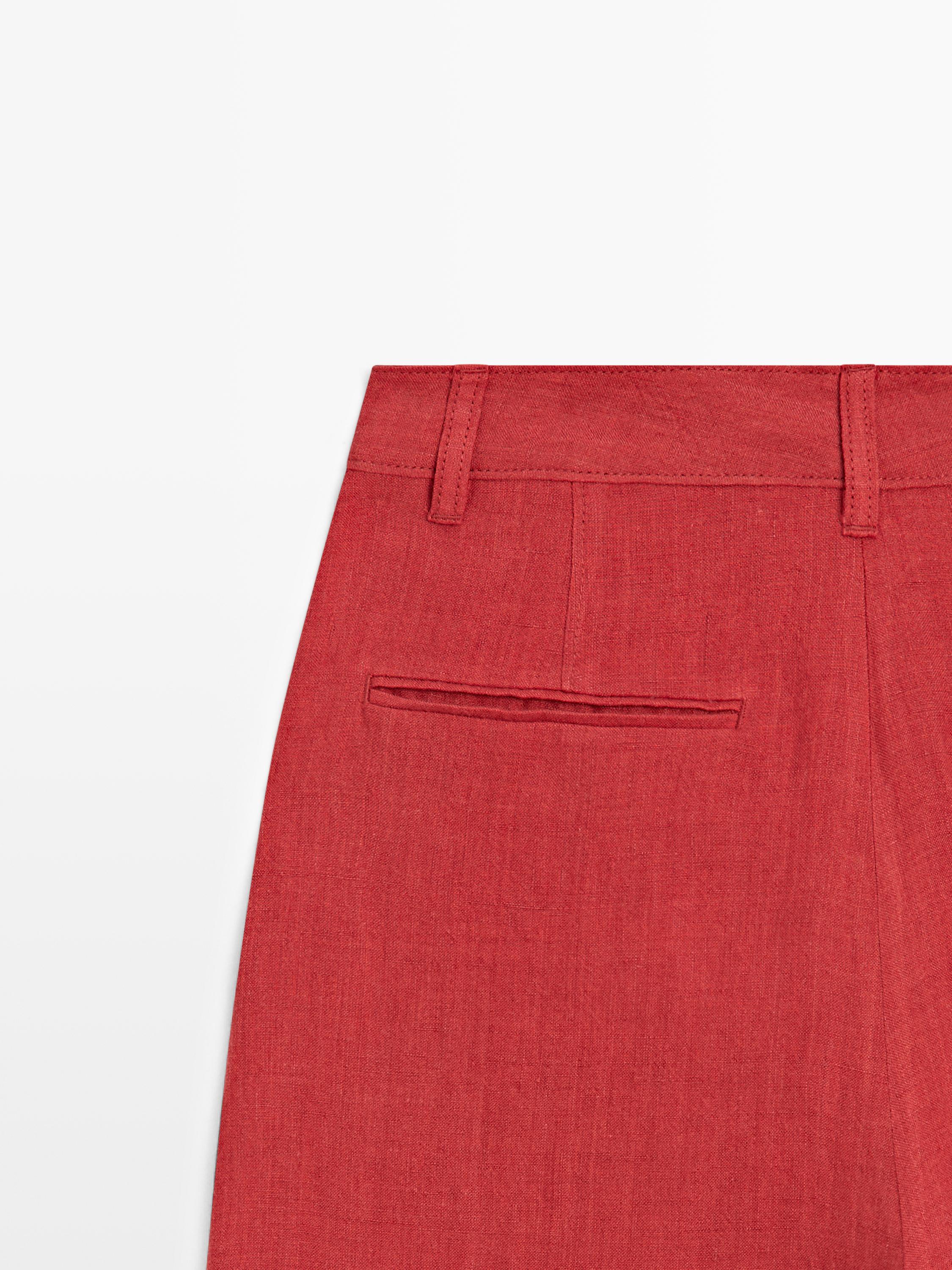 Loose fit high-waist linen trousers — REDDISH