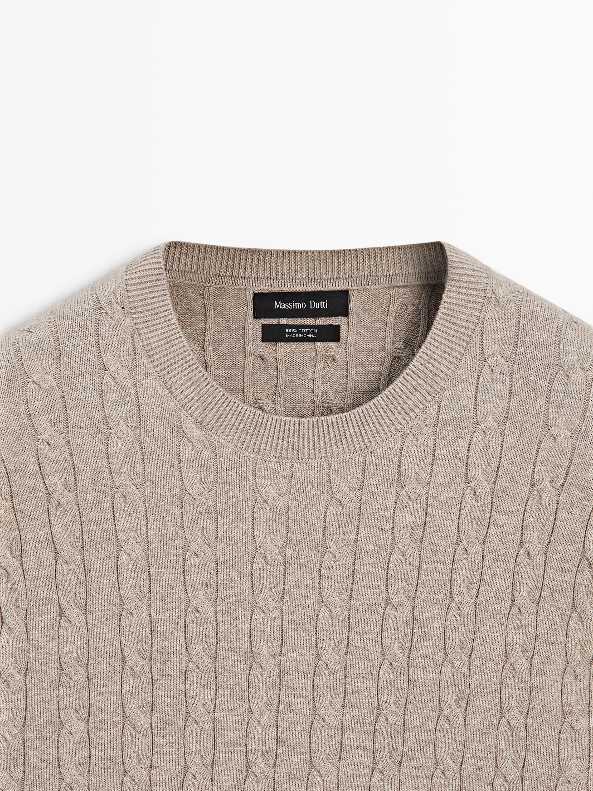 100% cotton cable-knit sweater — MINK