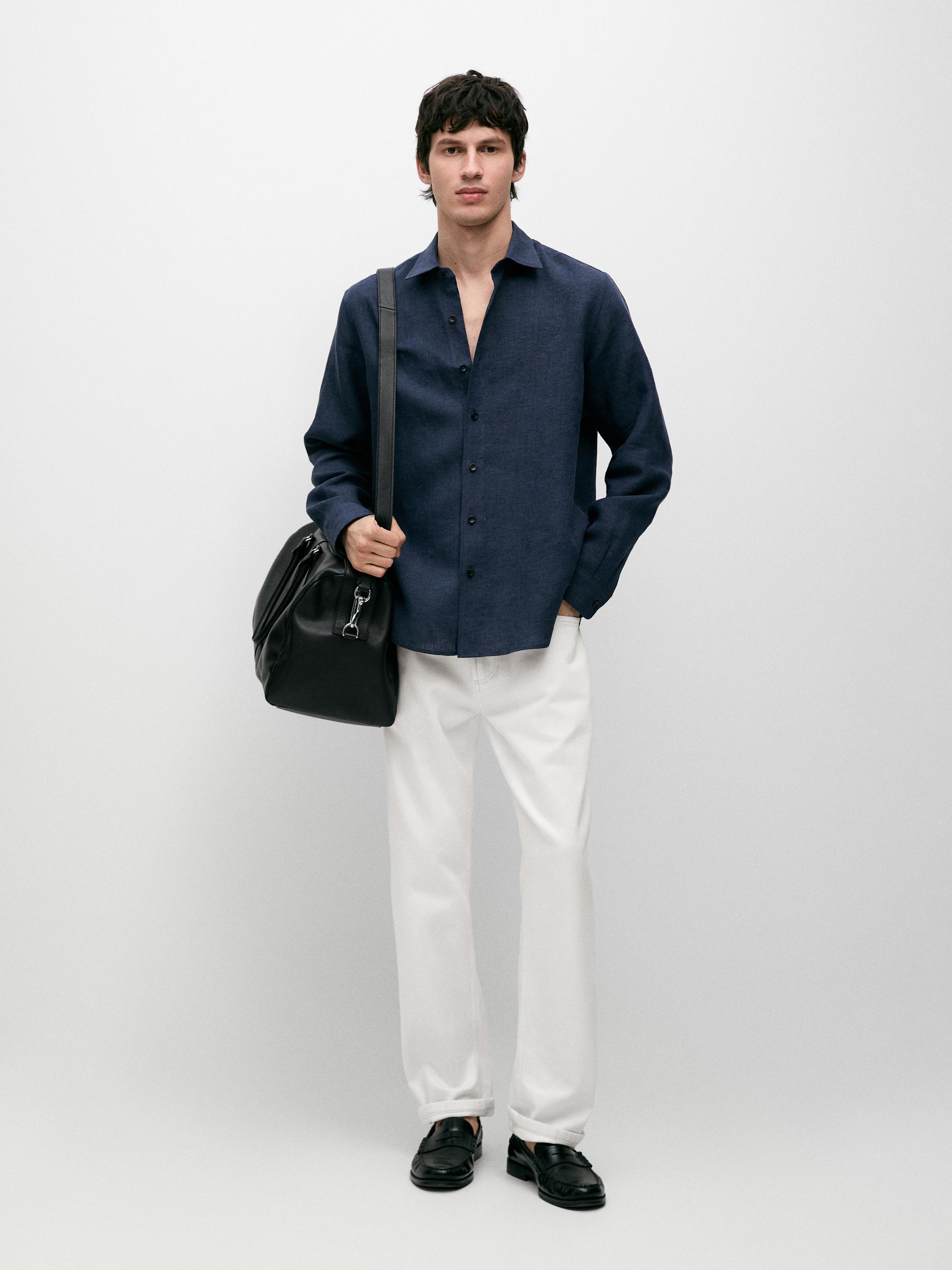 %100 keten regular fit gömlek