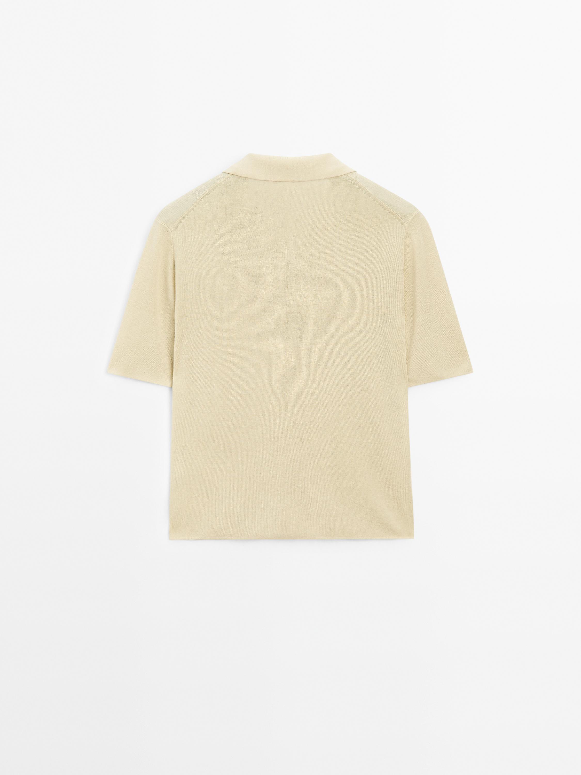 Cotton blend knit polo shirt